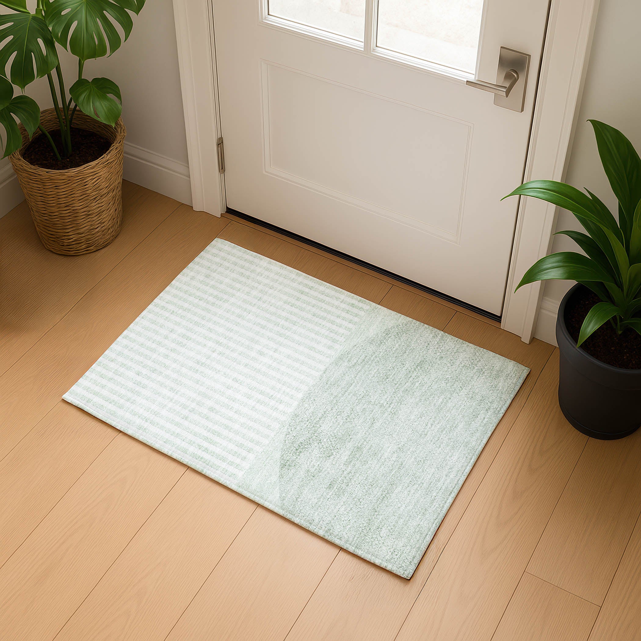 Sintra Machine Washable Transitional Green Rug 1'8" x 2'6" #shape_Rectangle