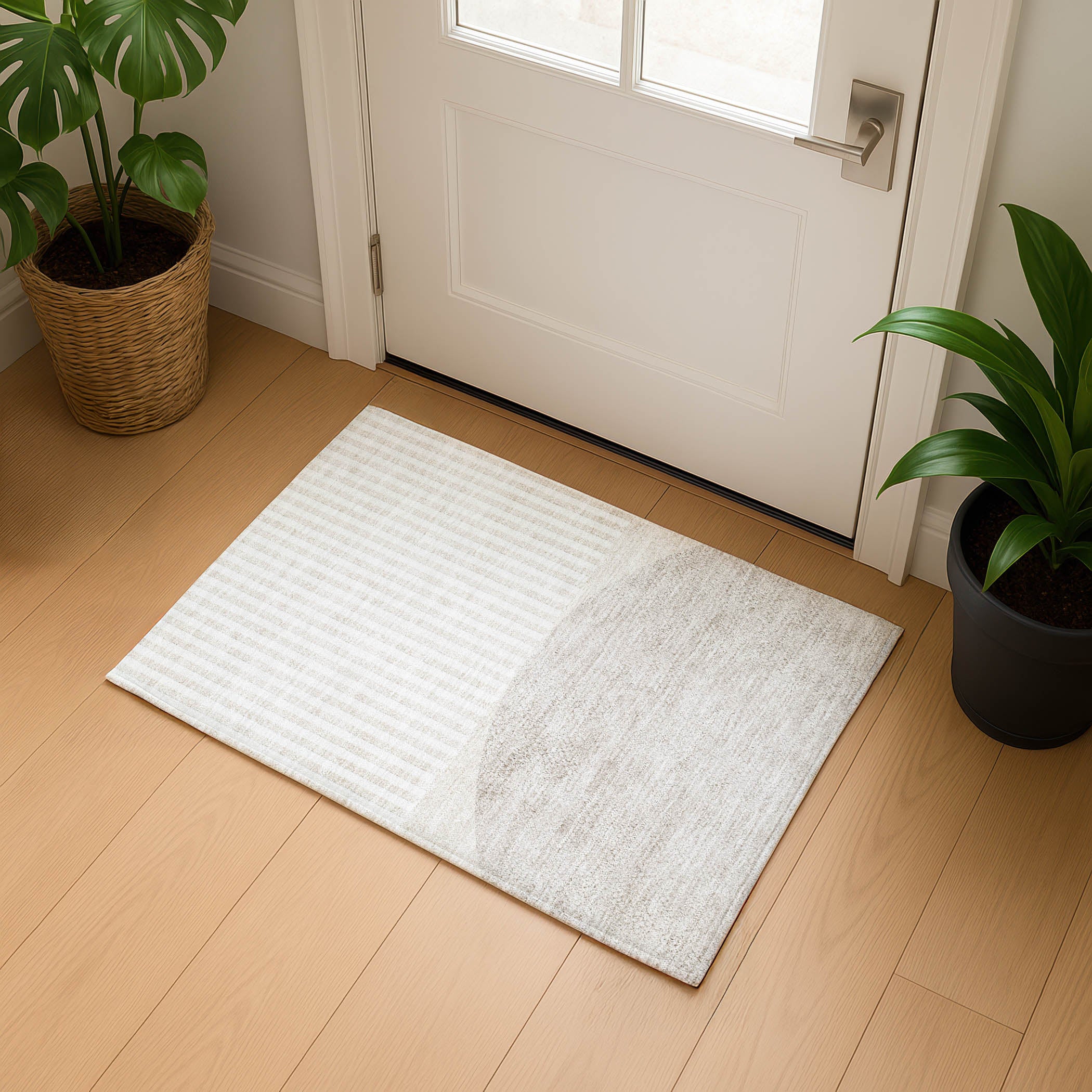 Sintra Machine Washable Transitional Putty Ivory Rug 1'8" x 2'6" #shape_Rectangle