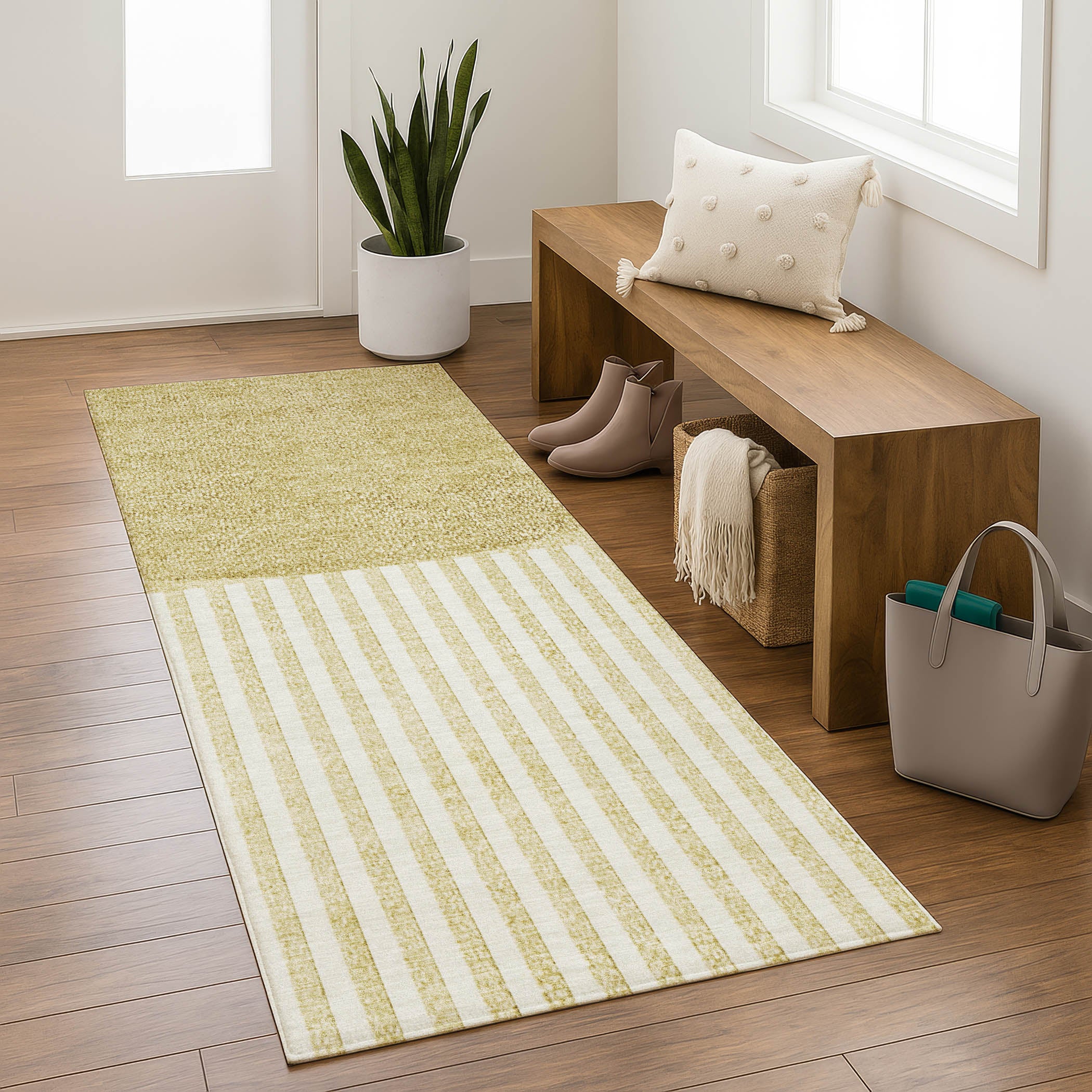 Sintra Machine Washable Transitional Wheat Gold Rug 2'3" x 7'6" #shape_Runner