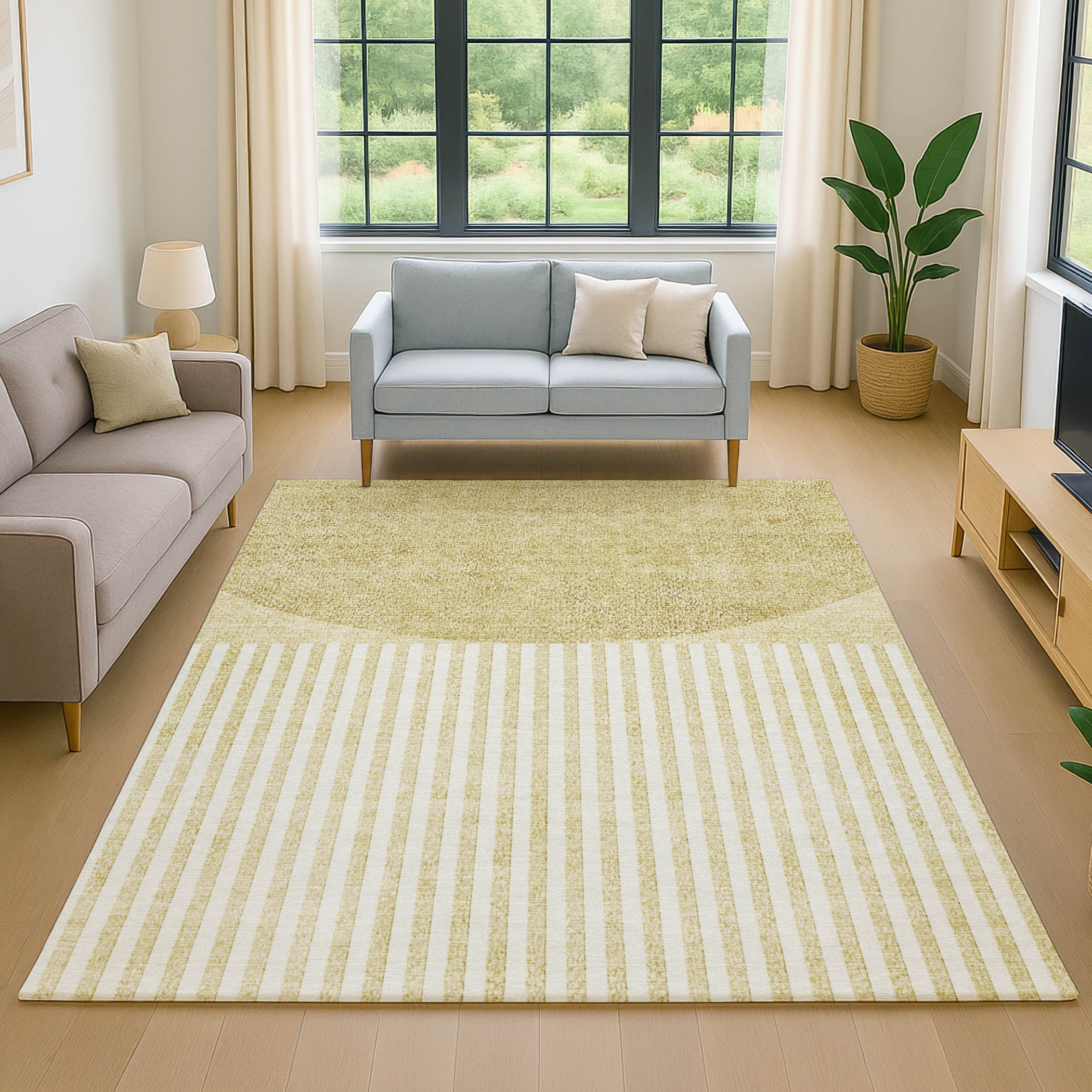 Sintra Machine Washable Transitional Wheat Gold Rug 2'6" x 3'10" #shape_Rectangle