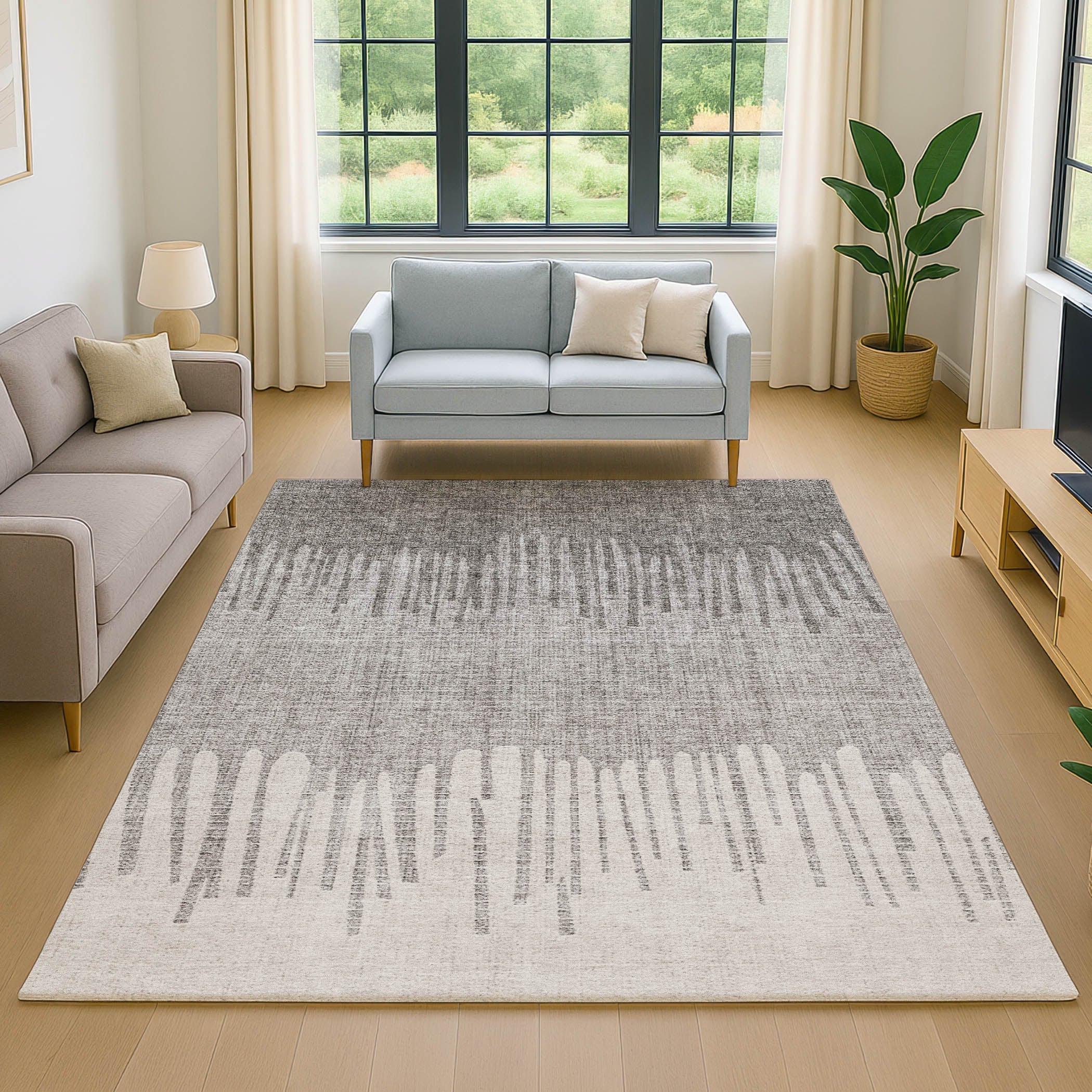 Bern Machine Washable Transitional Gray Rug 2'6" x 3'10" #shape_Rectangle