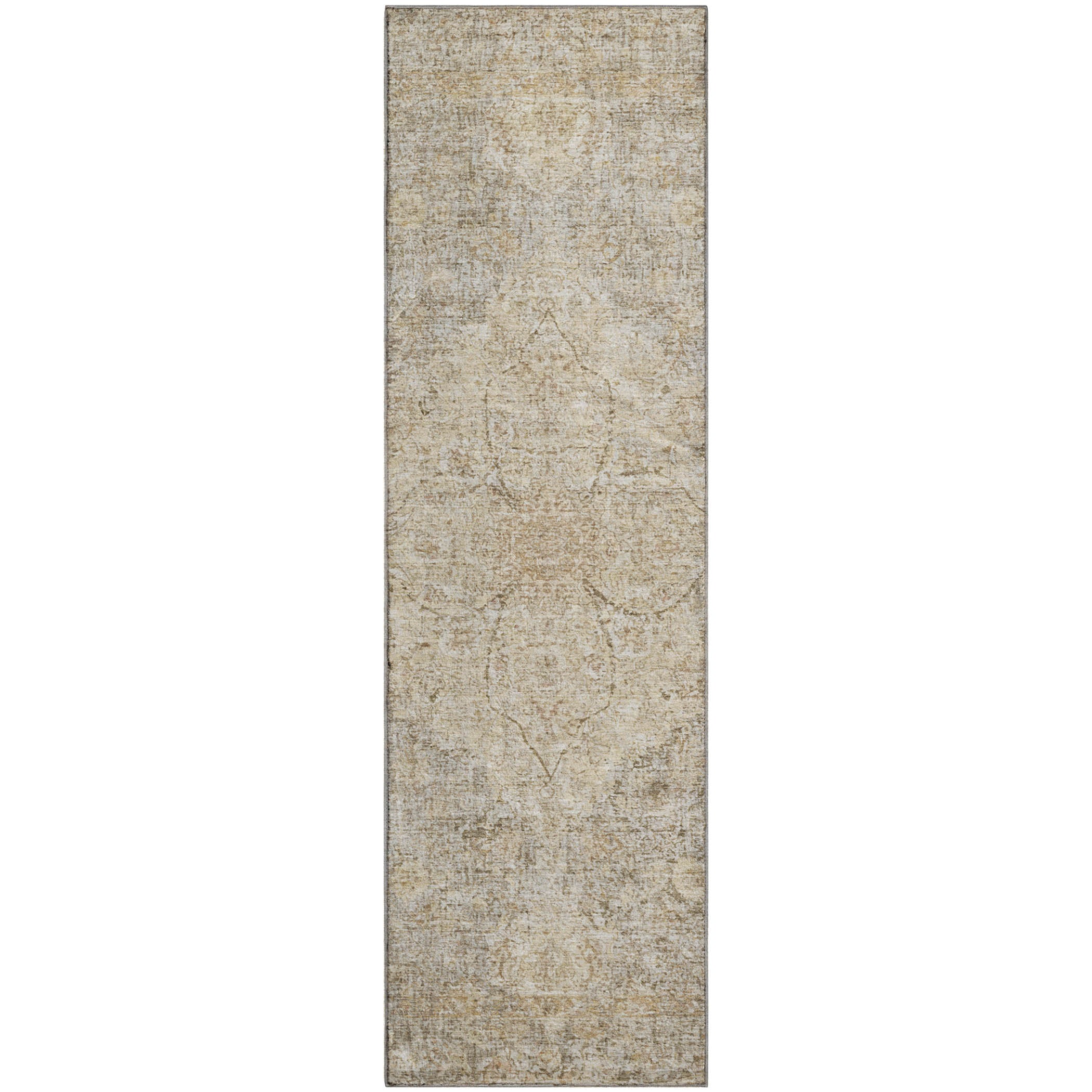 Marrakech Machine Washable Traditional Beige Brown Rug 2'3" x 7'6" #shape_Runner