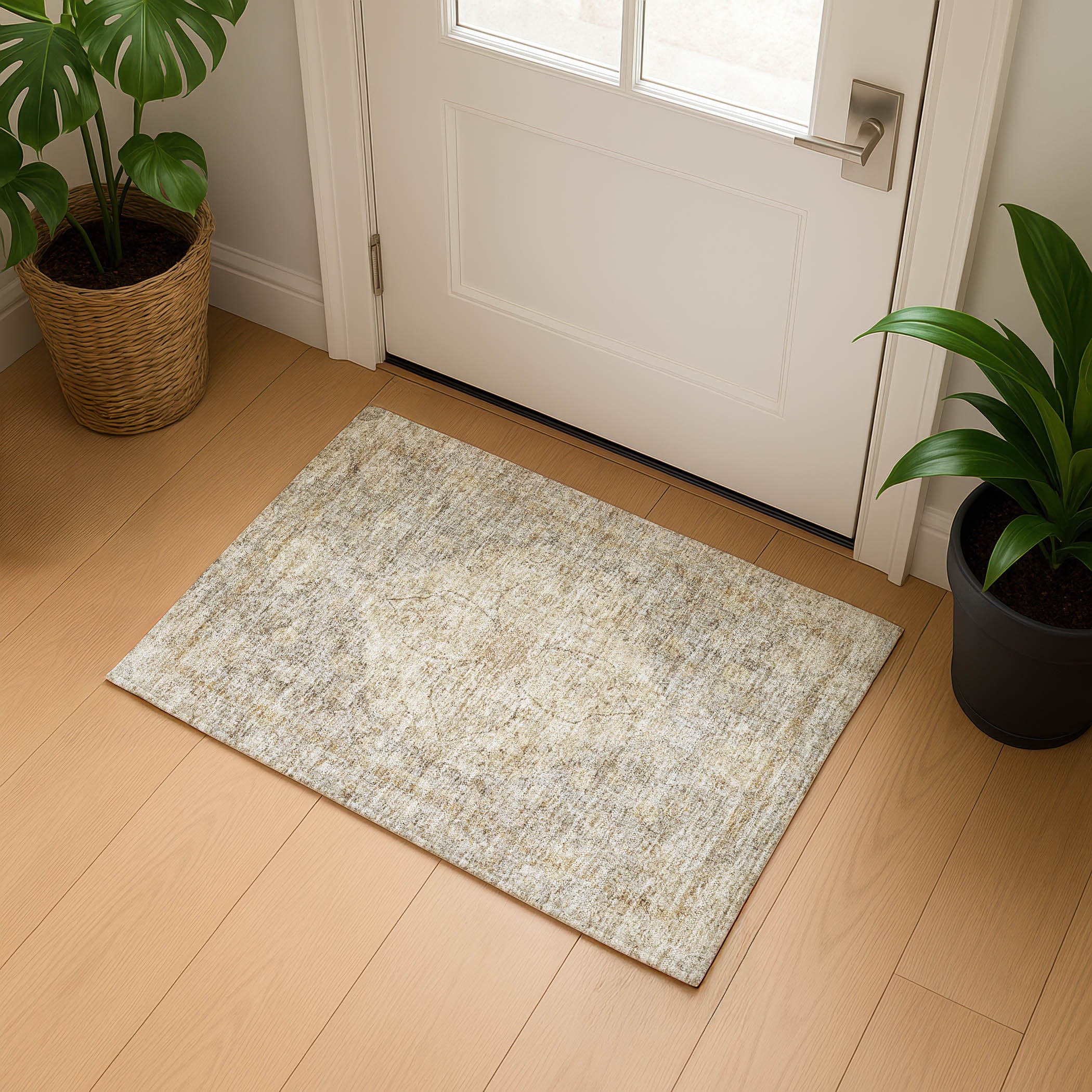 Marrakech Machine Washable Traditional Beige Brown Rug 1'8" x 2'6" #shape_Rectangle