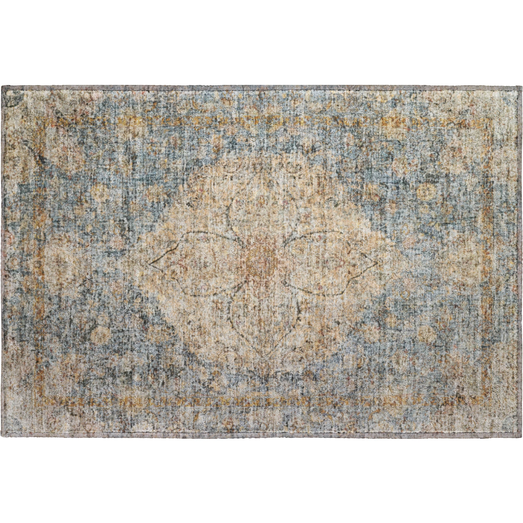 Marrakech Machine Washable Traditional Blue Rug 1'8" x 2'6" #shape_Rectangle