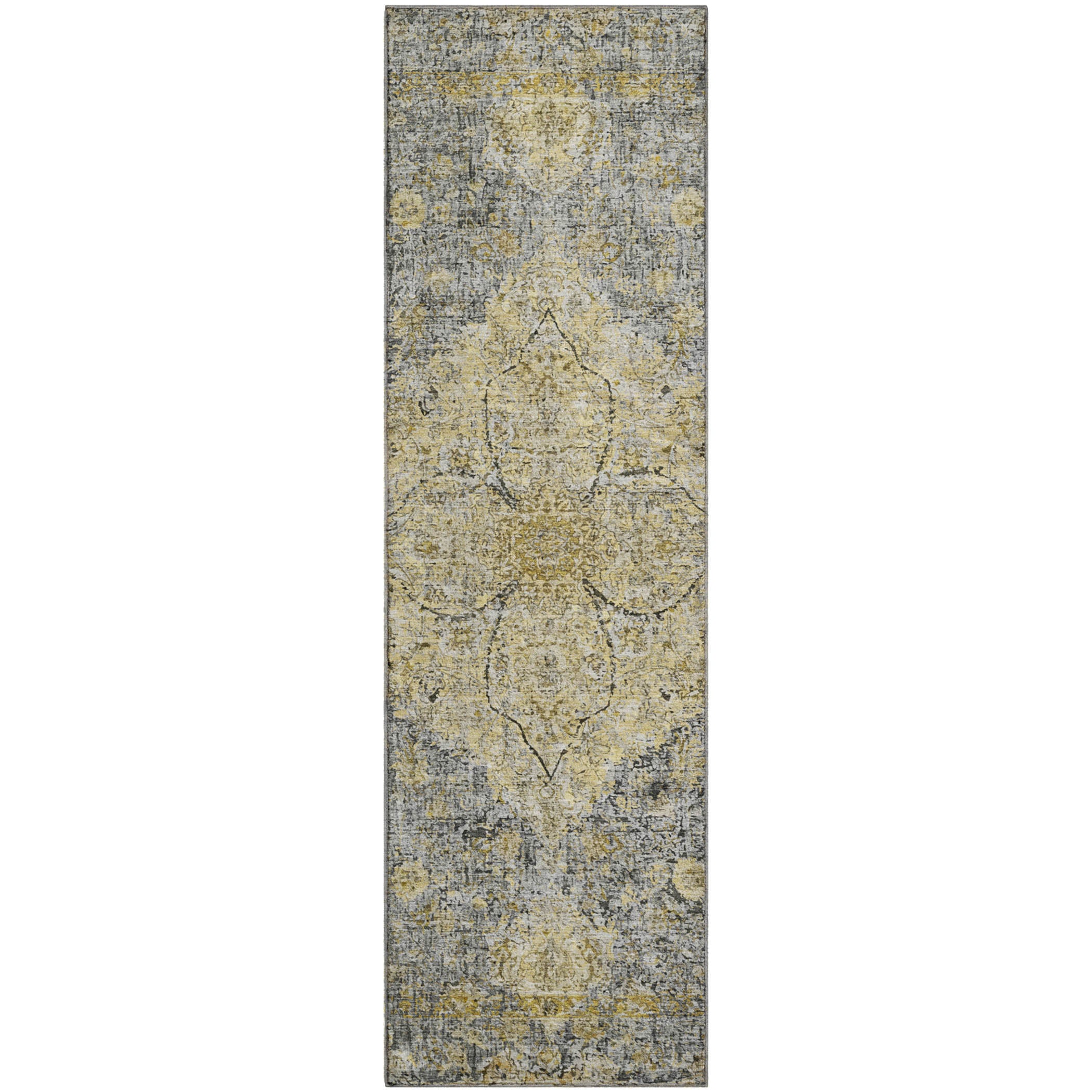 Marrakech Machine Washable Traditional Pewter Gray Rug 2'3" x 7'6" #shape_Runner