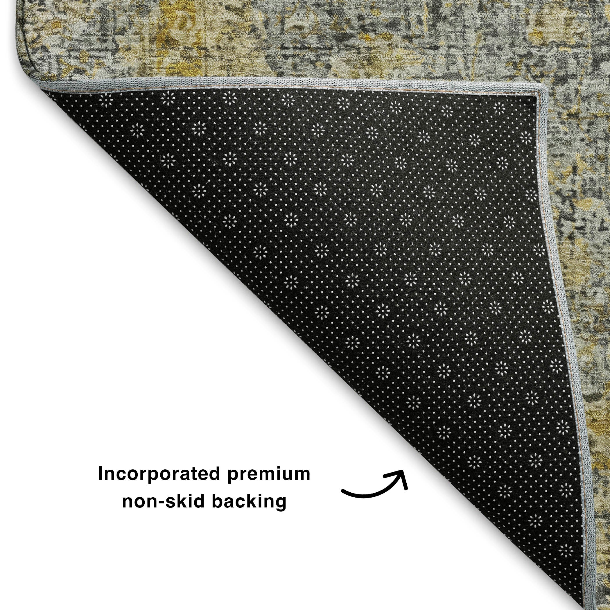 Marrakech Machine Washable Traditional Pewter Gray Rug 1'8" x 2'6" #shape_Rectangle