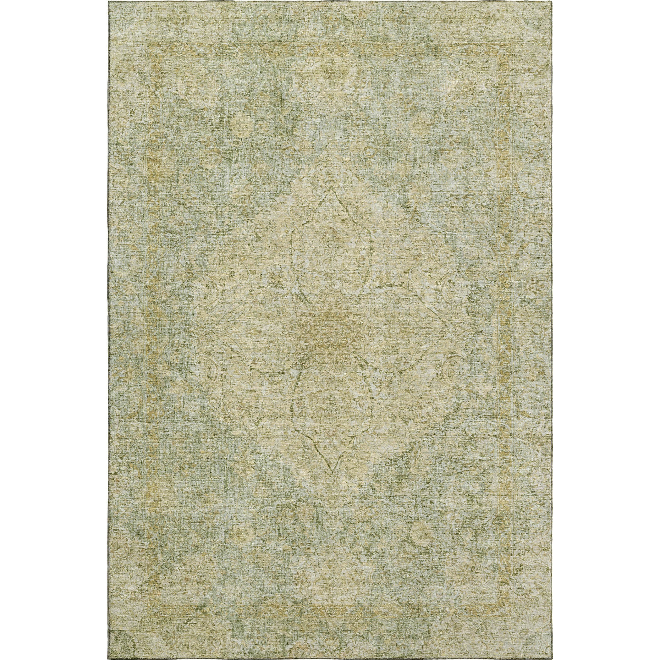 Marrakech Machine Washable Traditional Sage Green Rug 2'6" x 3'10" #shape_Rectangle
