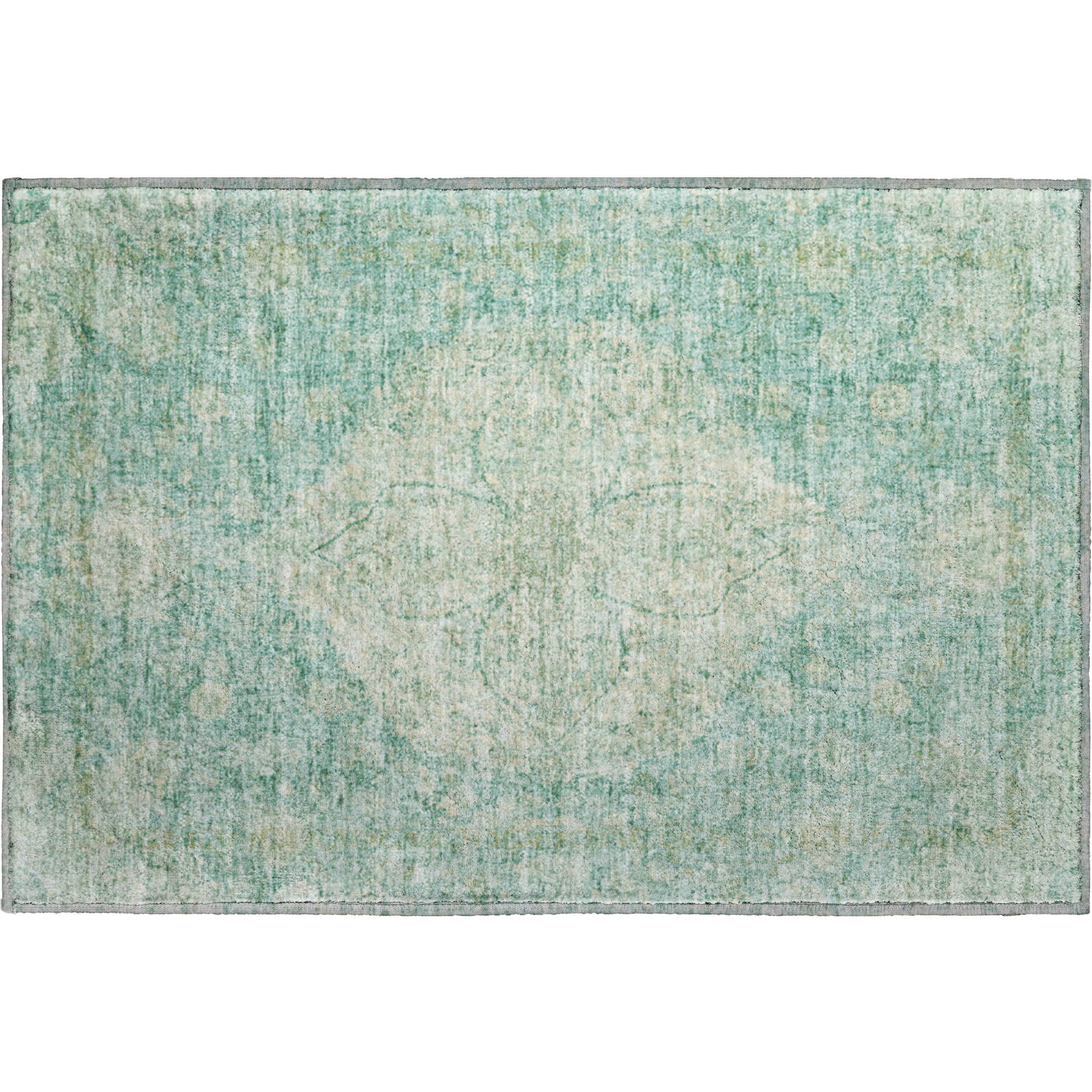 Marrakech Machine Washable Traditional Teal Rug 1'8" x 2'6" #shape_Rectangle