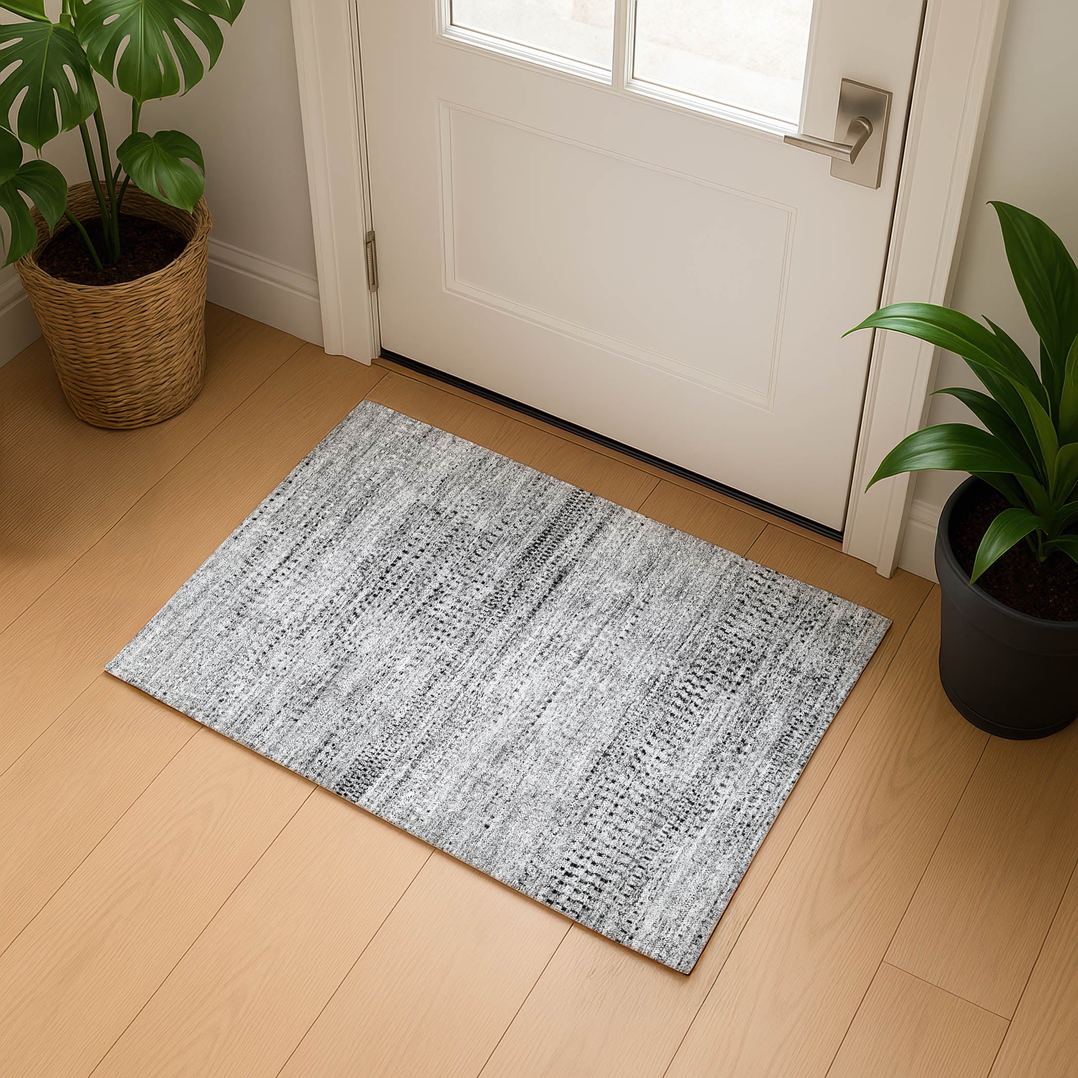 Kathmandu Machine Washable Transitional Gray Rug 1'8" x 2'6" #shape_Rectangle