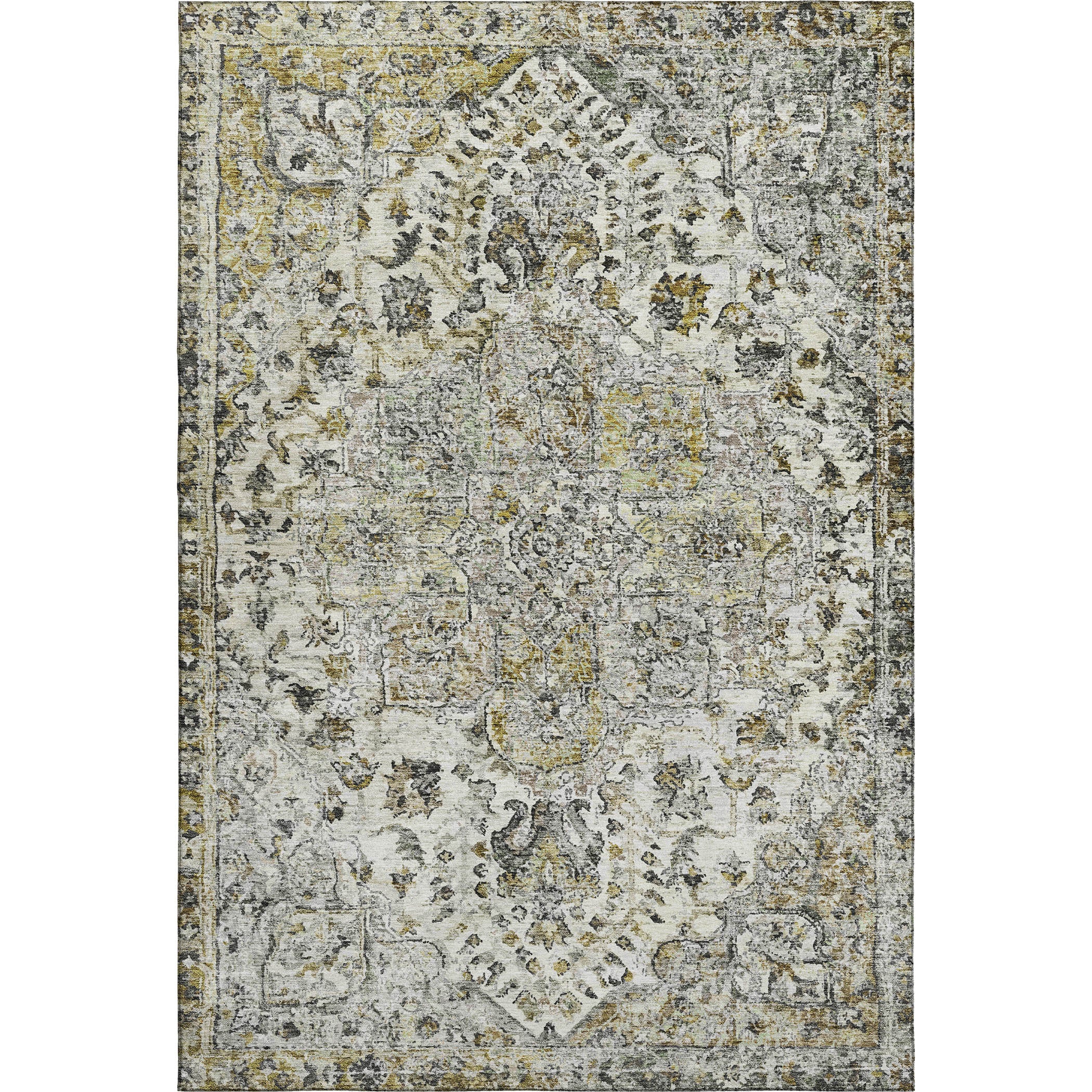 Bogota Machine Washable Traditional Beige Brown Rug 2'6" x 3'10" #shape_Rectangle