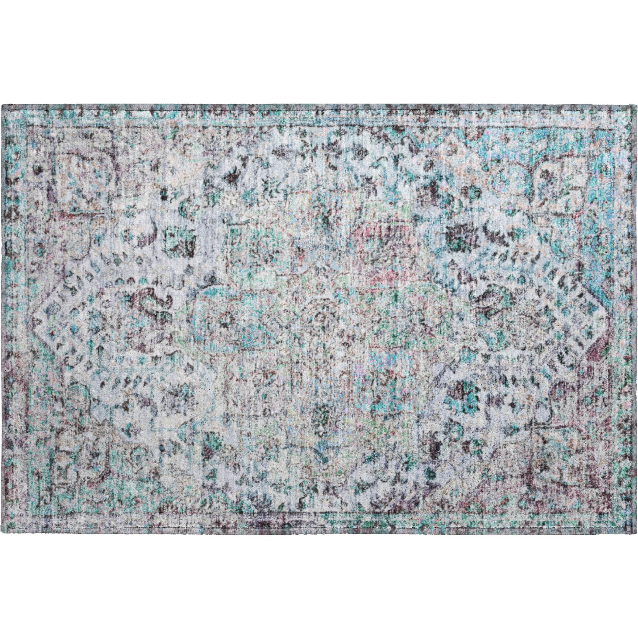 Bogota Machine Washable Traditional Sky Blue Rug 1'8" x 2'6" #shape_Rectangle