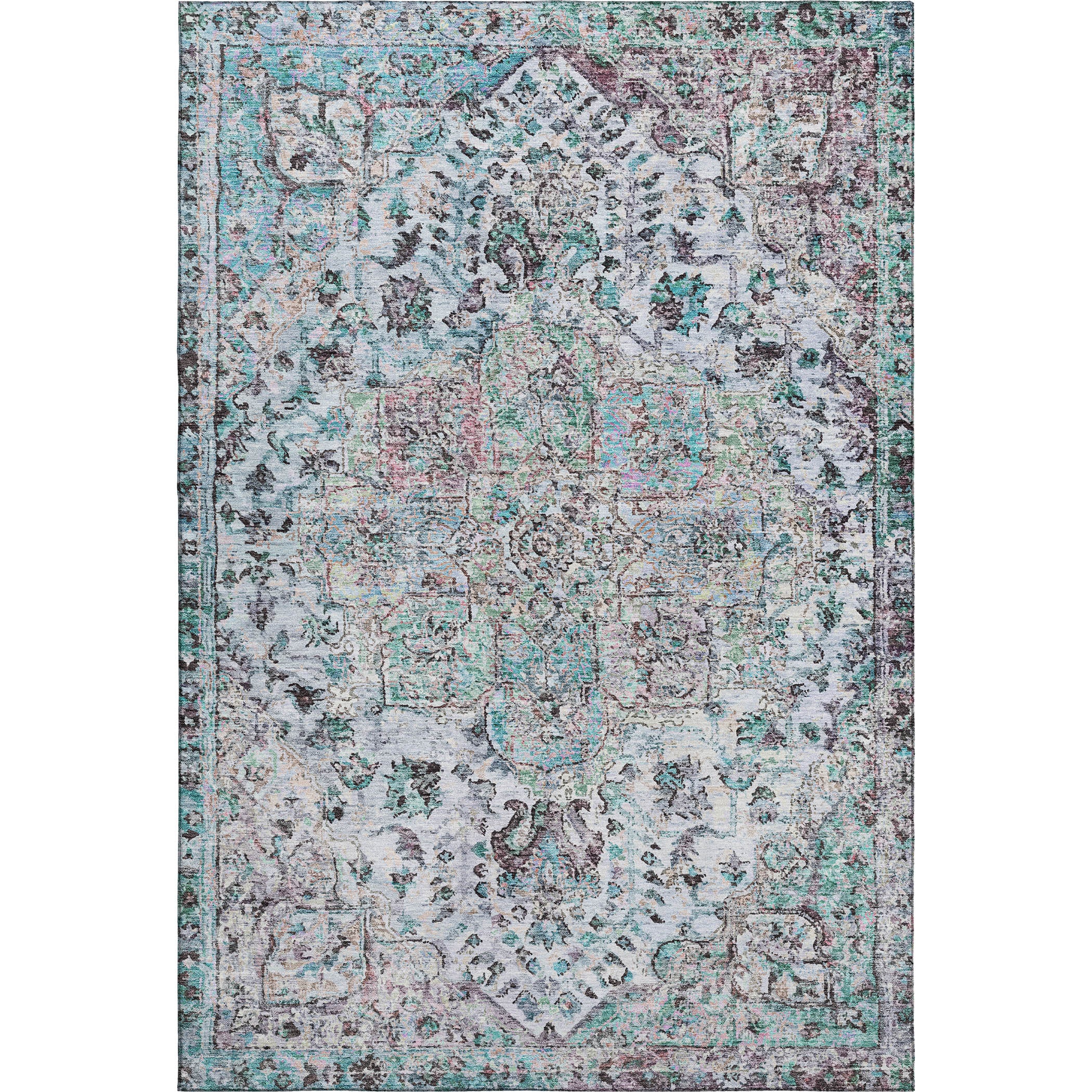 Bogota Machine Washable Traditional Sky Blue Rug 2'6" x 3'10" #shape_Rectangle