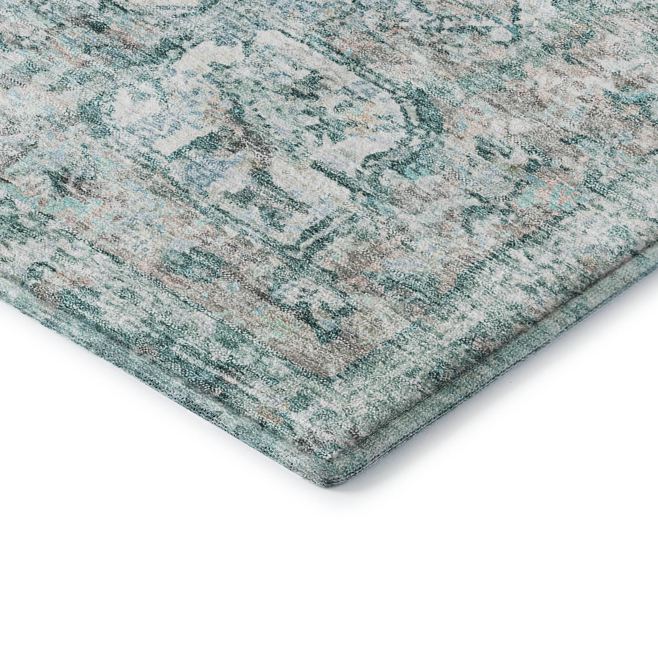 Bogota Machine Washable Traditional Teal Rug 1'8" x 2'6" #shape_Rectangle