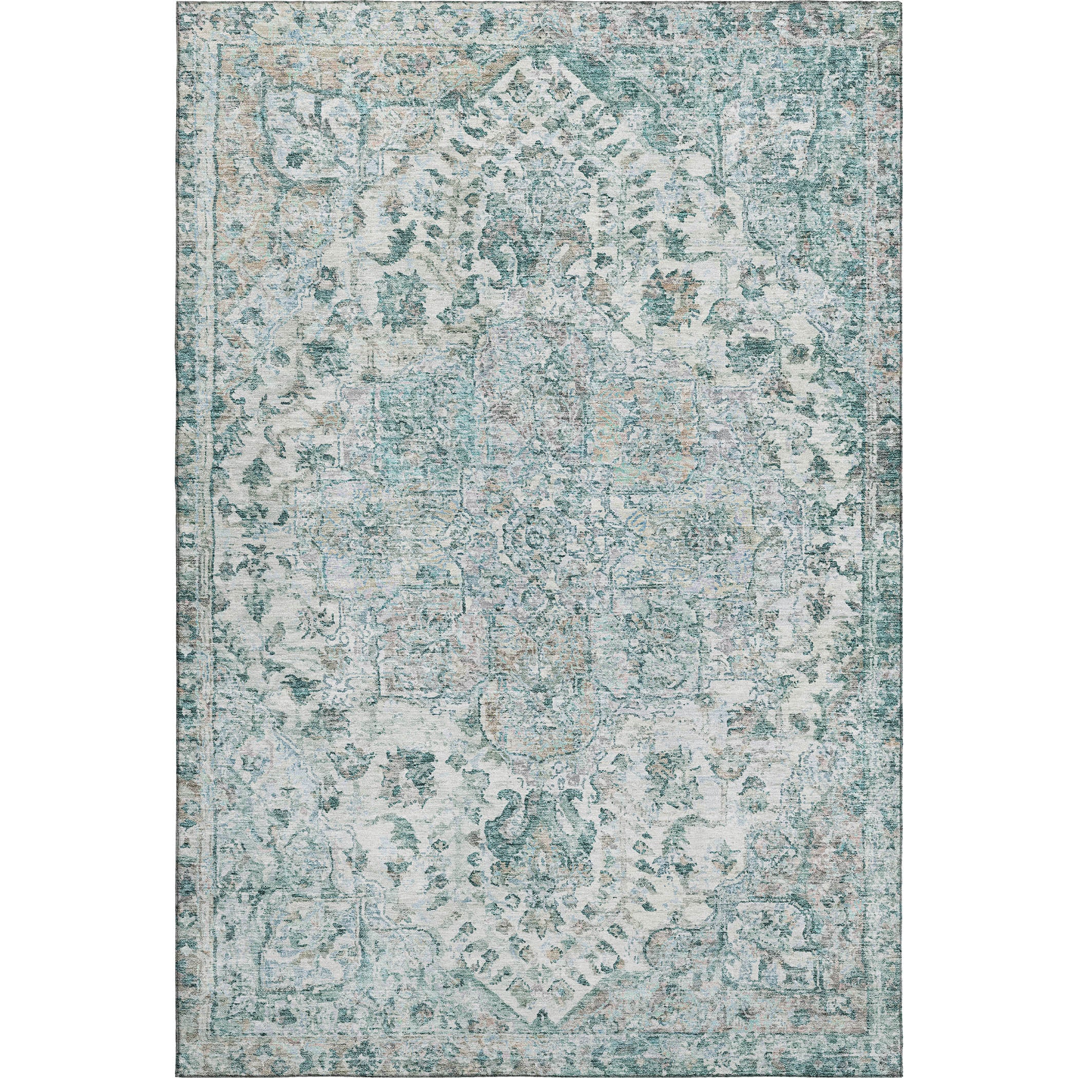 Bogota Machine Washable Traditional Teal Rug 2'6" x 3'10" #shape_Rectangle