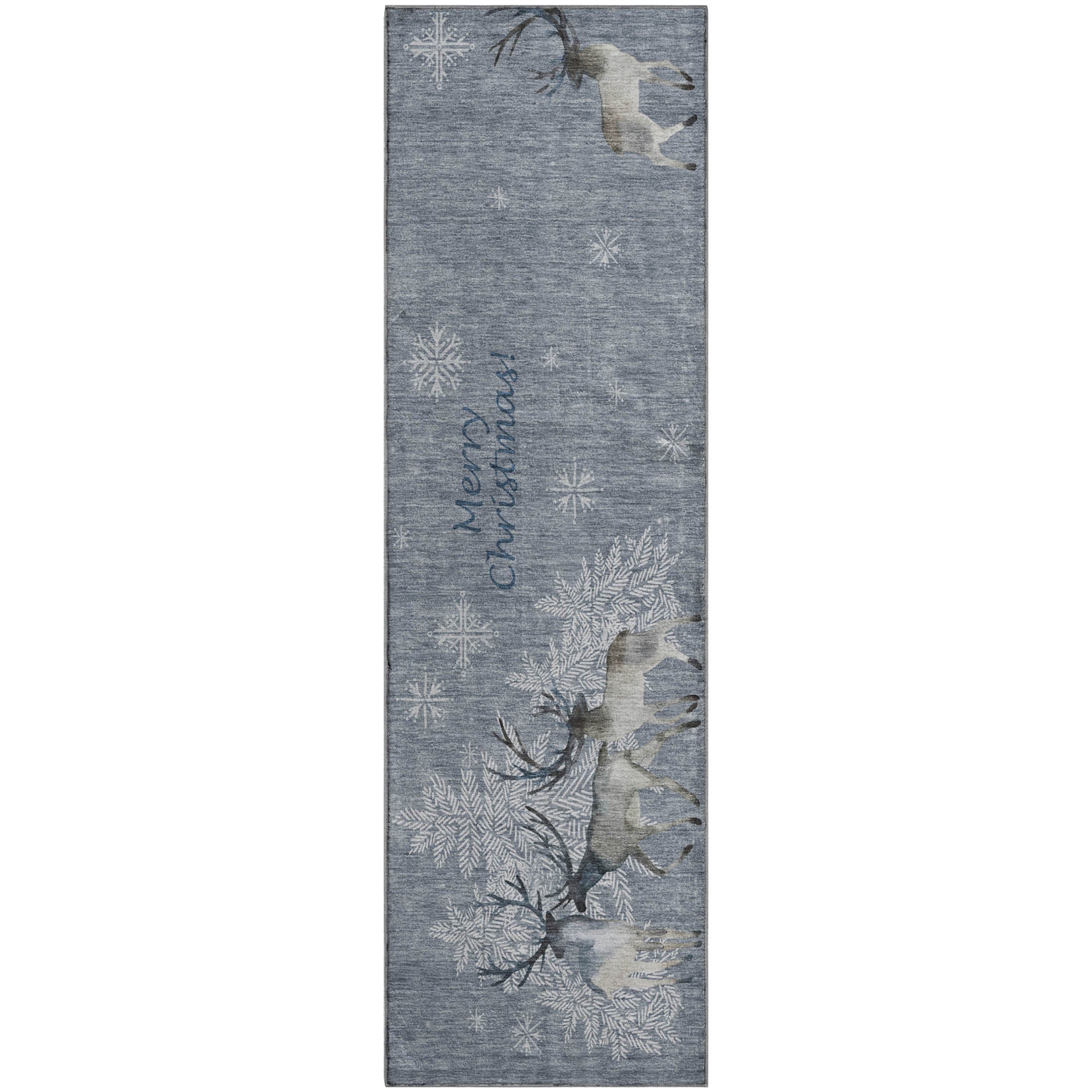 Reykjavik Machine Washable Holiday Ash Gray Rug 2'3" x 7'6" #shape_Runner