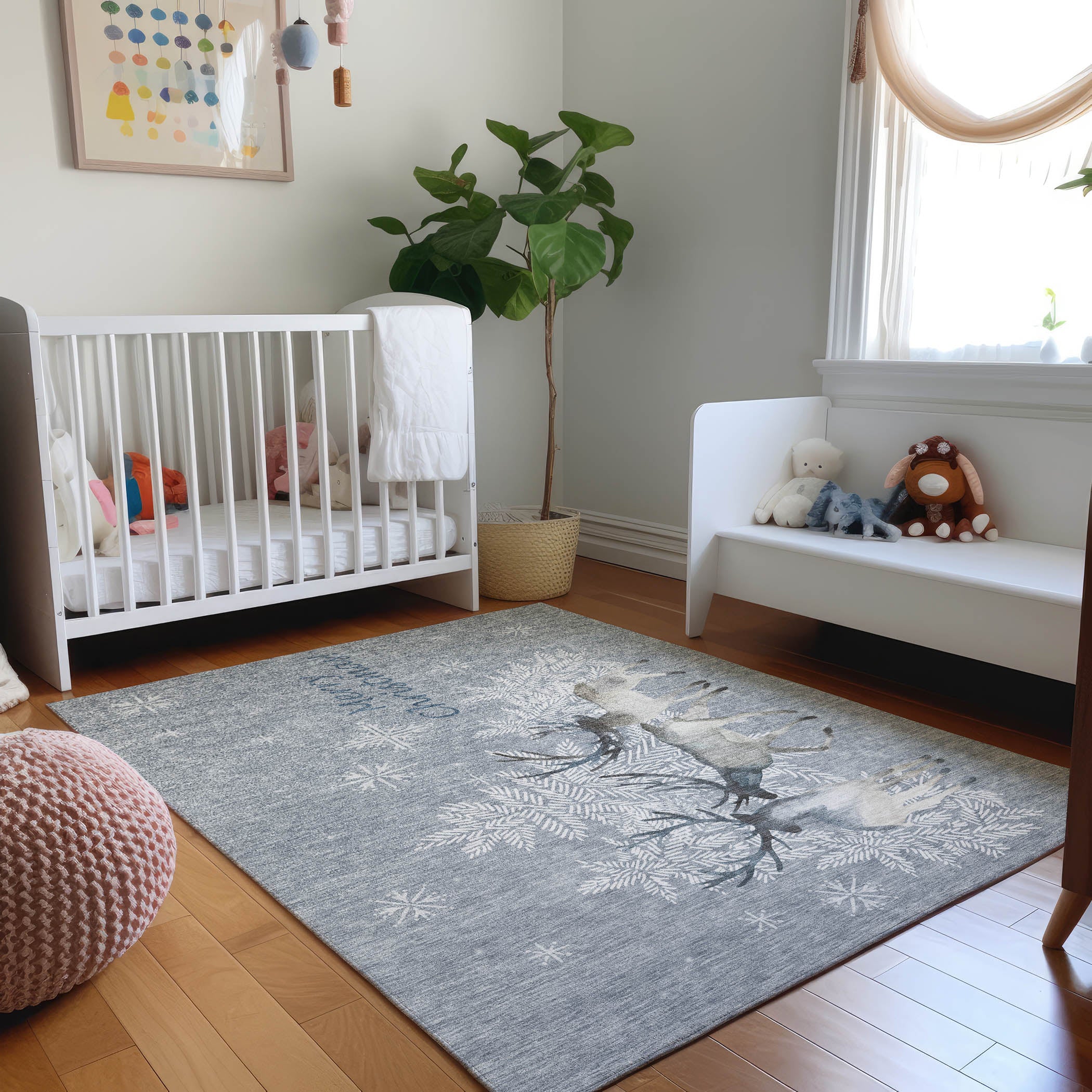 Reykjavik Machine Washable Holiday Ash Gray Rug 2'6" x 3'10" #shape_Rectangle