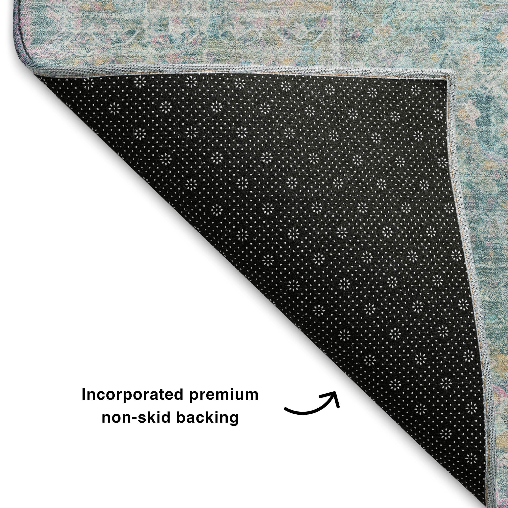Hoi An Machine Washable Traditional Blue Rug 1'8" x 2'6" #shape_Rectangle