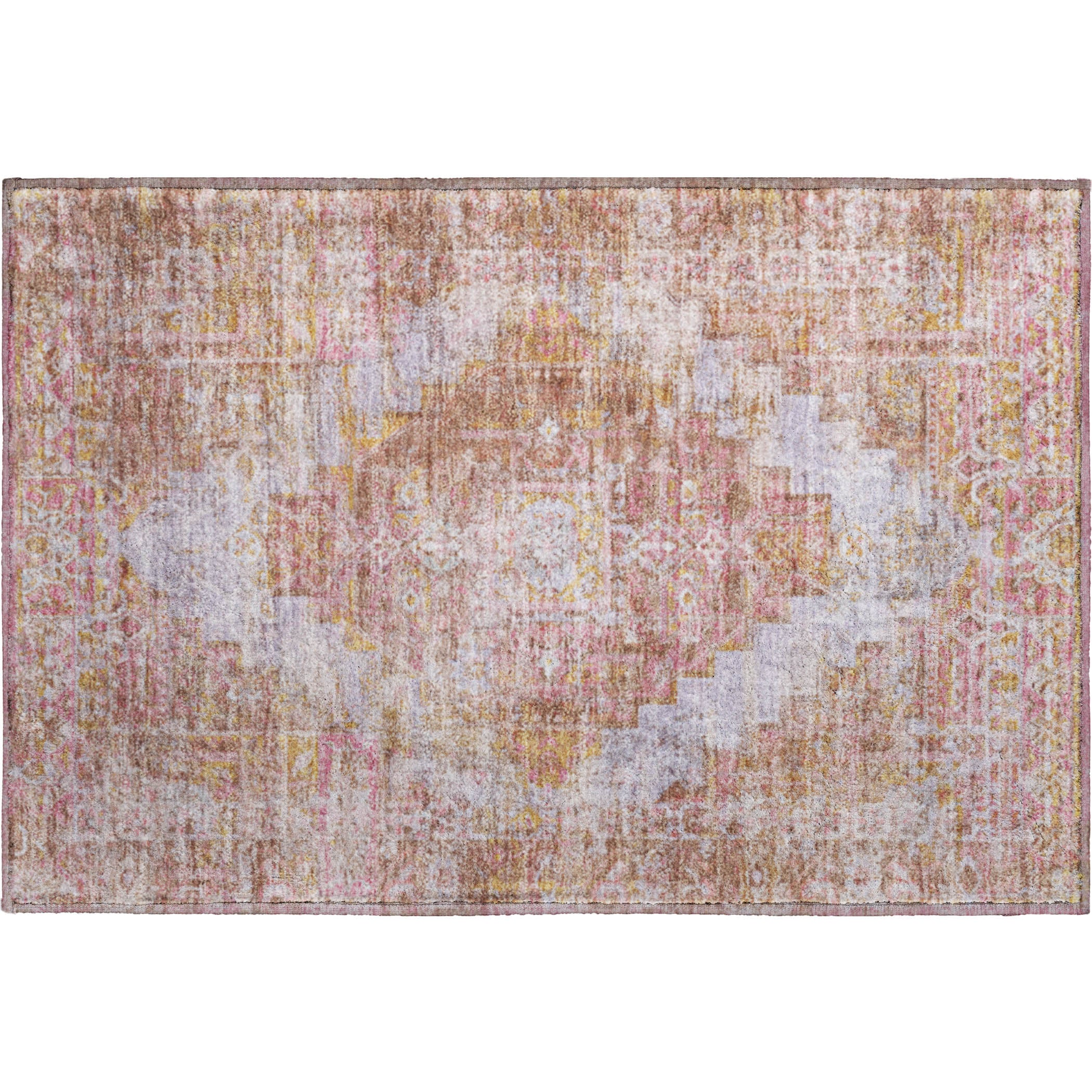 Hoi An Machine Washable Traditional Blush Pink Rug 1'8" x 2'6" #shape_Rectangle