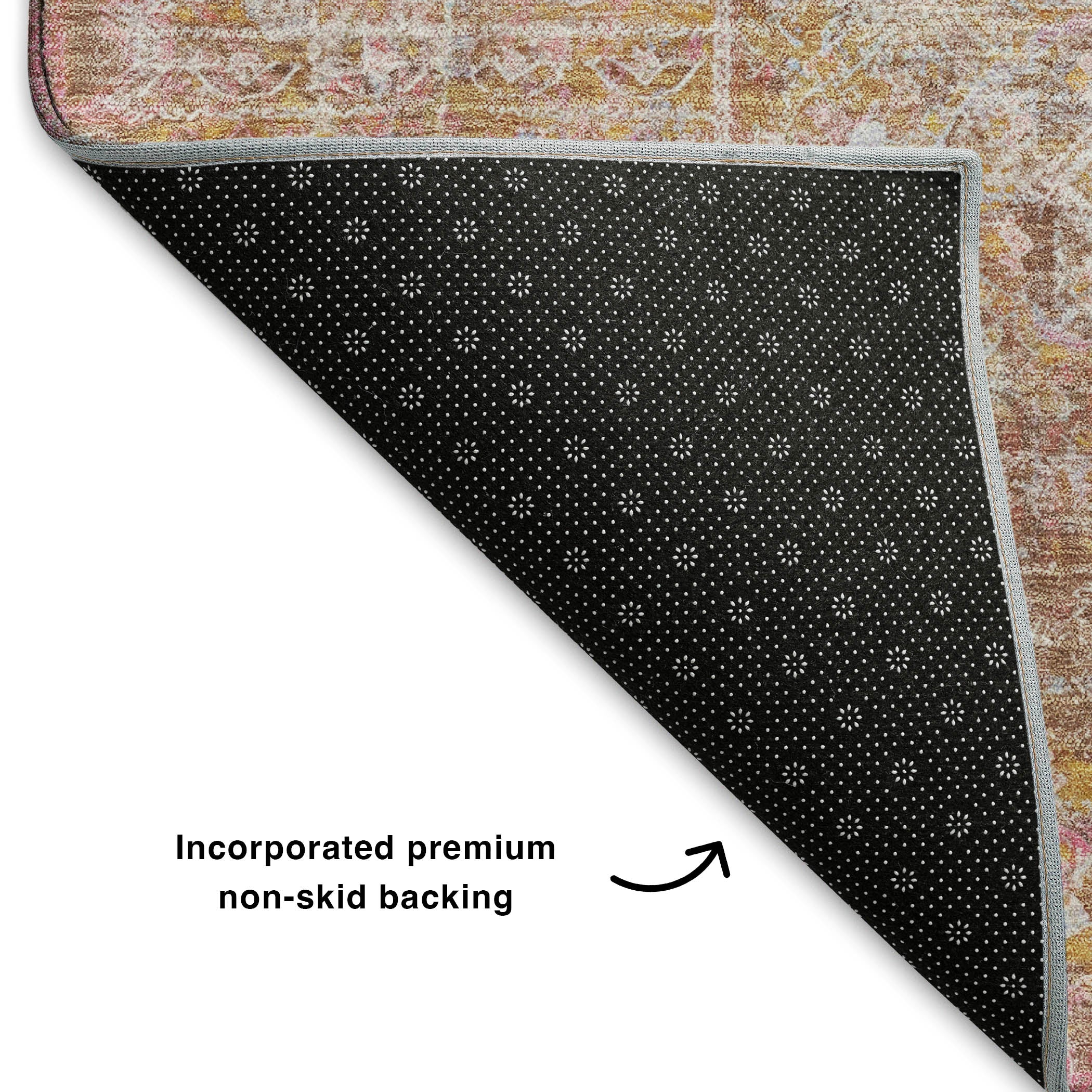 Hoi An Machine Washable Traditional Blush Pink Rug 1'8" x 2'6" #shape_Rectangle