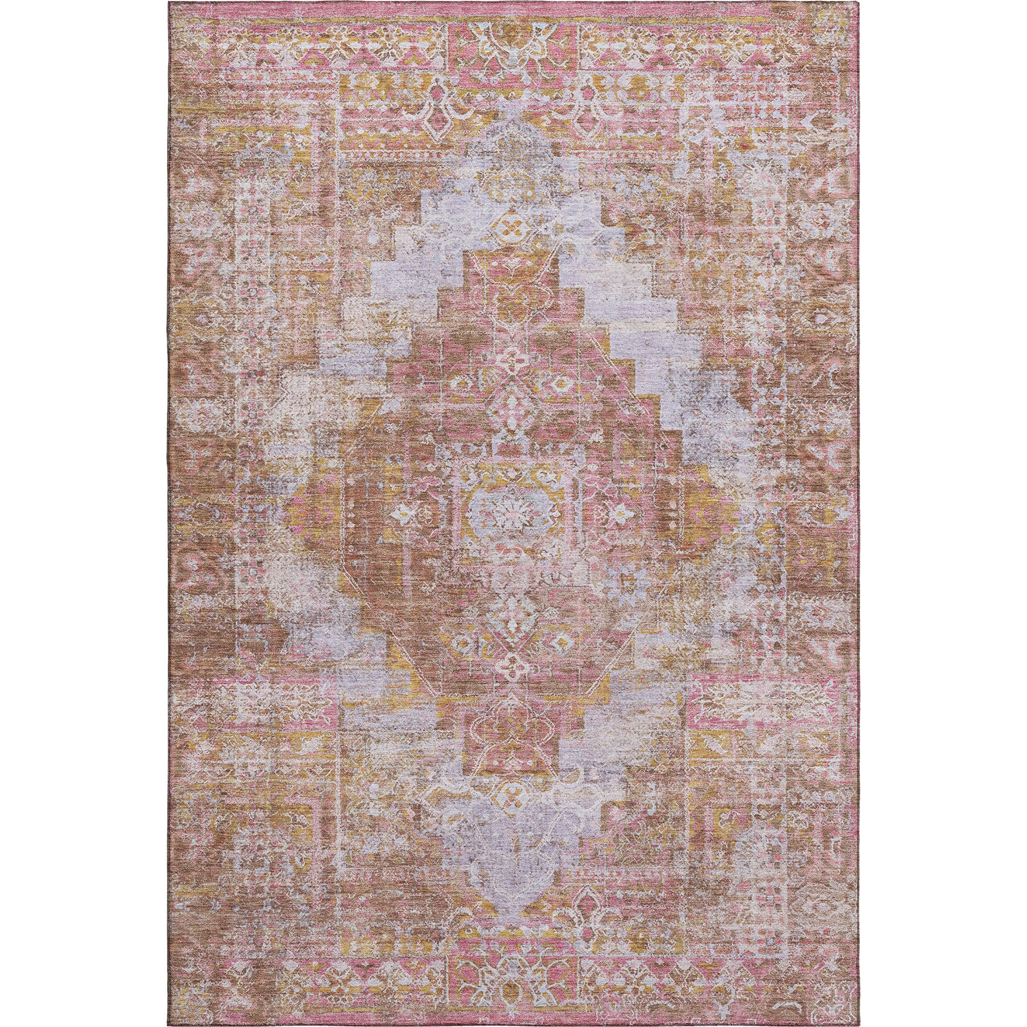 Hoi An Machine Washable Traditional Blush Pink Rug 2'6" x 3'10" #shape_Rectangle