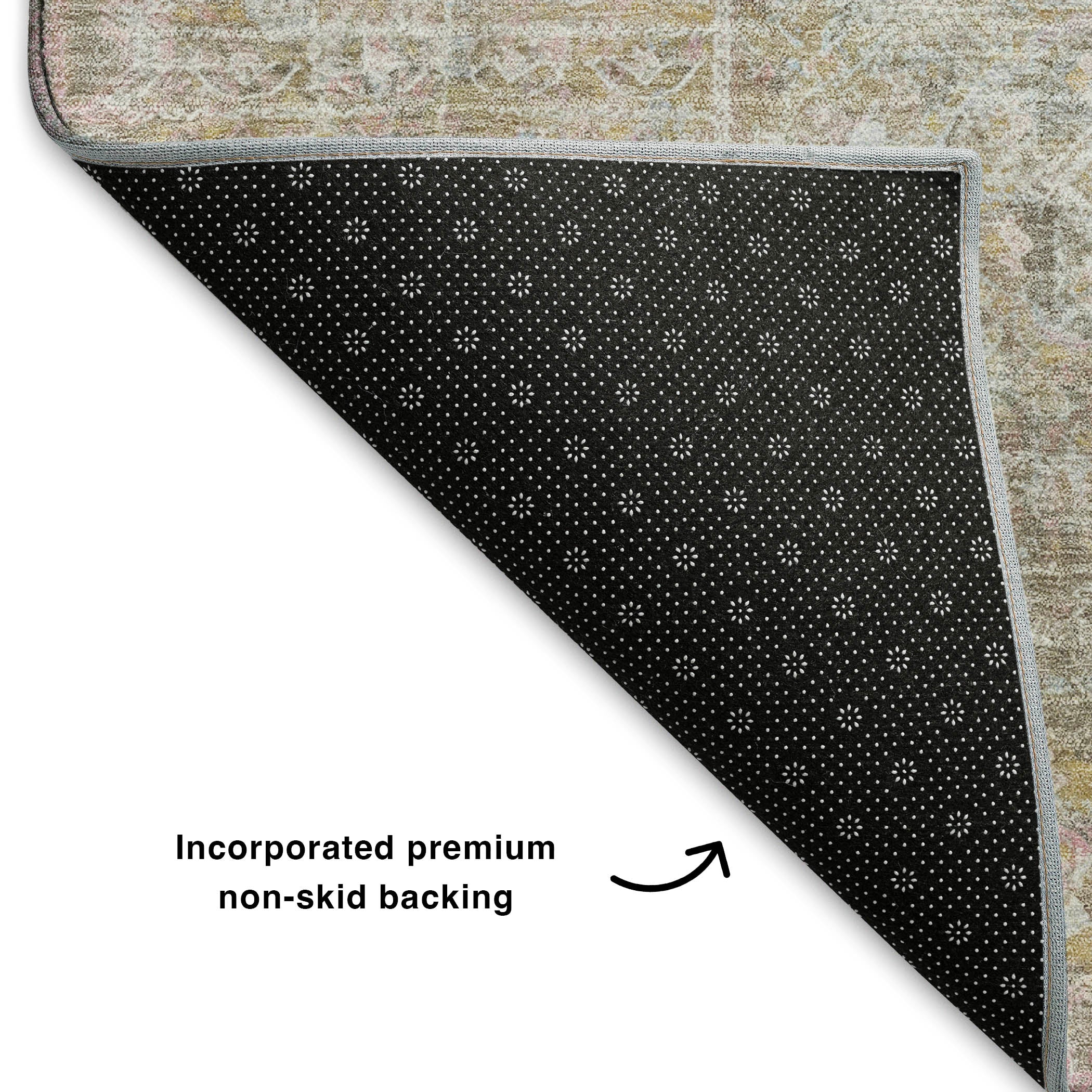 Hoi An Machine Washable Traditional Taupe Brown Rug 1'8" x 2'6" #shape_Rectangle