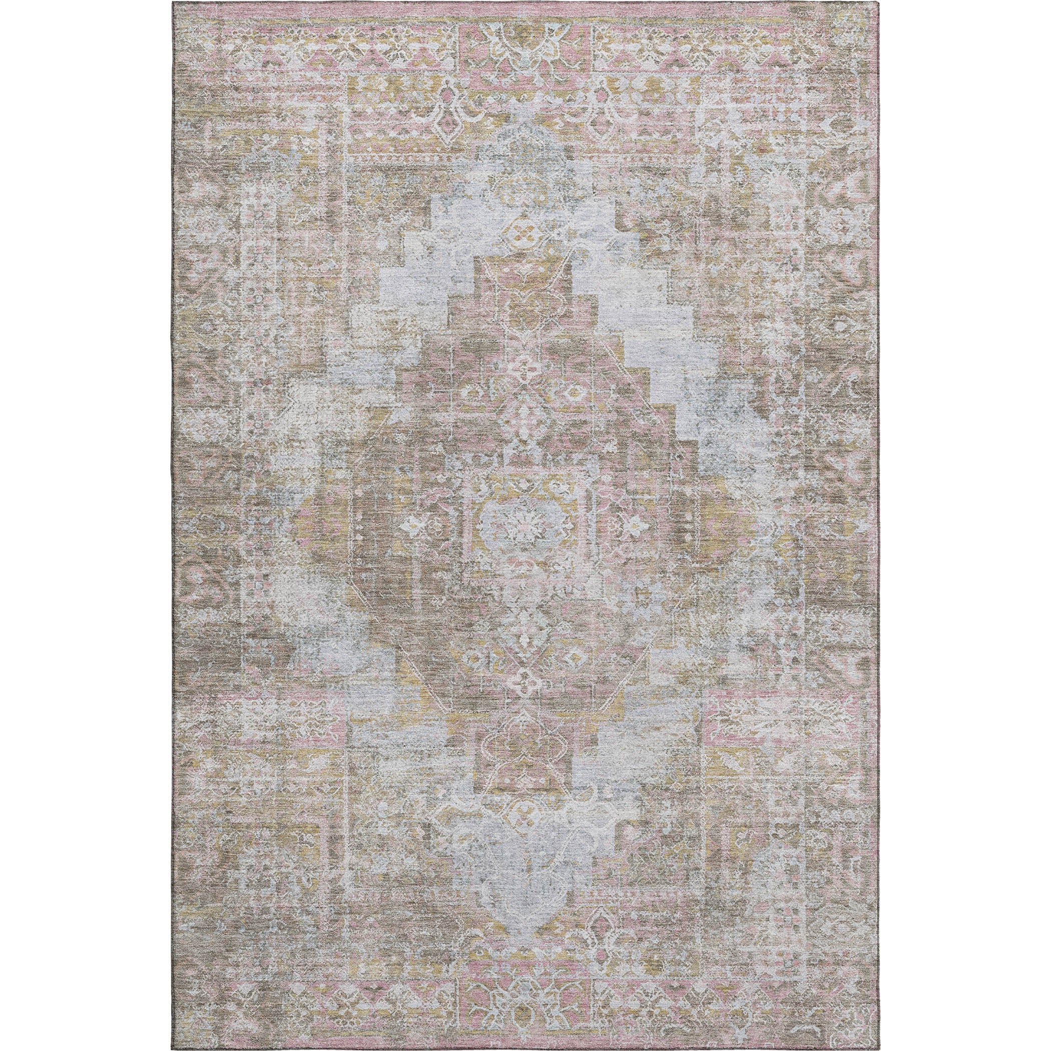 Hoi An Machine Washable Traditional Taupe Brown Rug 2'6" x 3'10" #shape_Rectangle