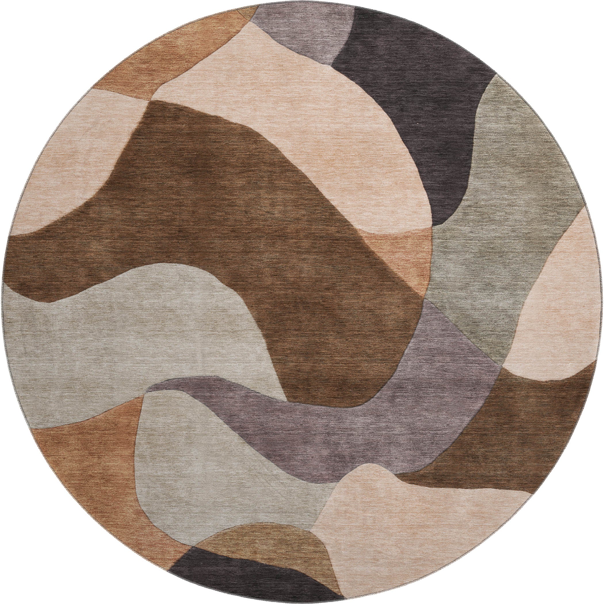 Bangkok Machine Washable Transitional Chocolate Brown Rug 8' x 8' #shape_Round