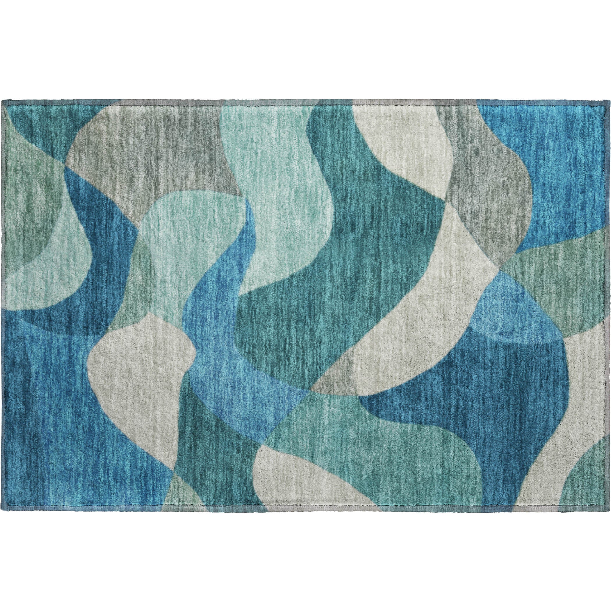 Bangkok Machine Washable Transitional Teal Rug 1'8" x 2'6" #shape_Rectangle
