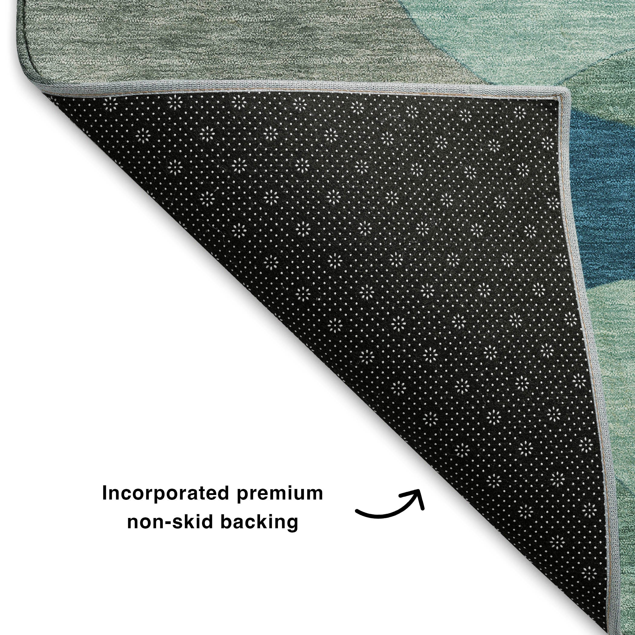 Bangkok Machine Washable Transitional Teal Rug 1'8" x 2'6" #shape_Rectangle