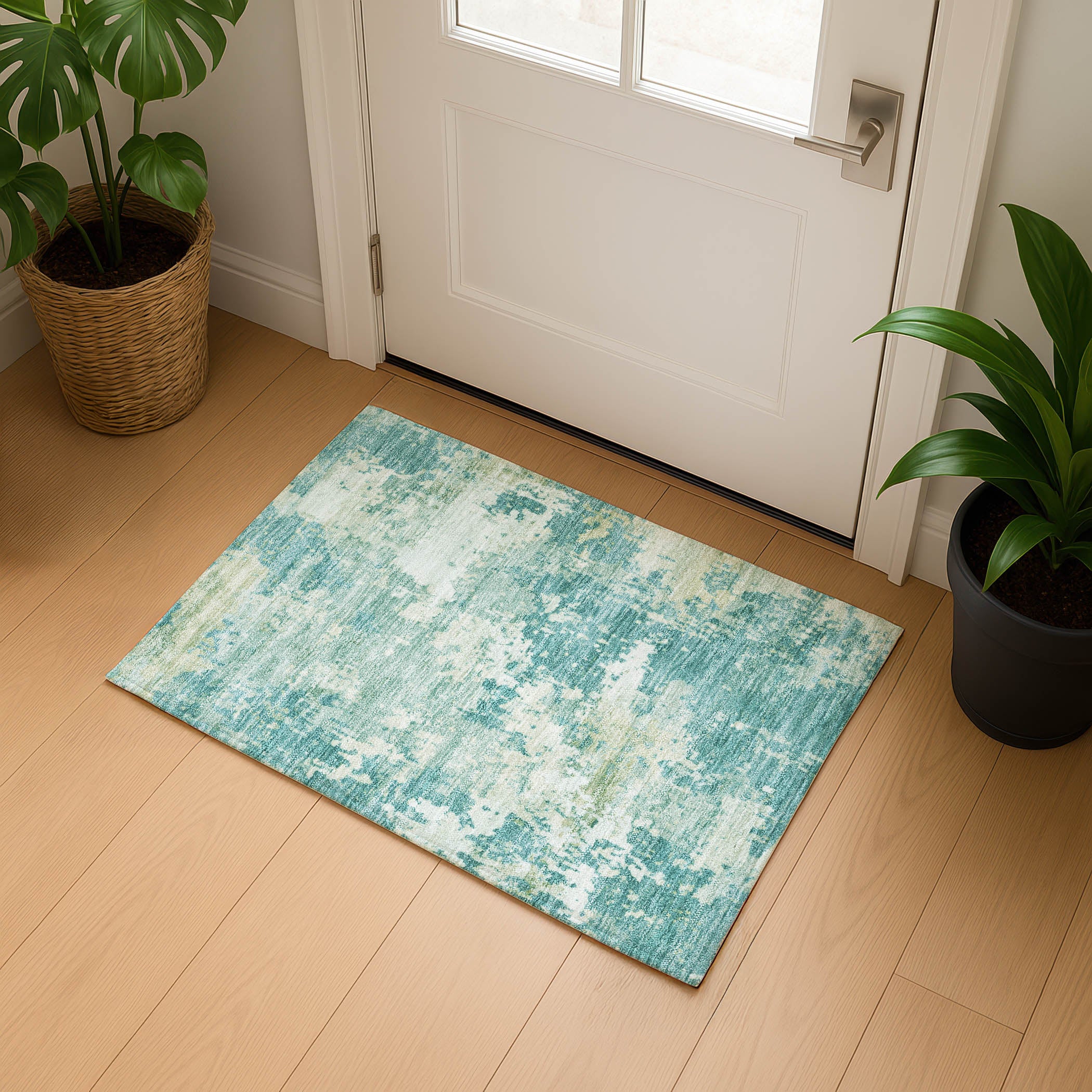 Jaipur Machine Washable Transitional Teal Rug 1'8" x 2'6" #shape_Rectangle