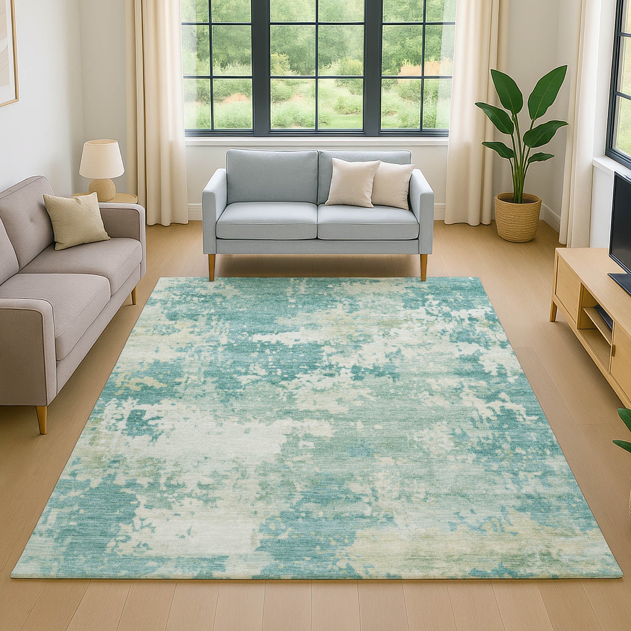 Jaipur Machine Washable Transitional Teal Rug 2'6" x 3'10" #shape_Rectangle