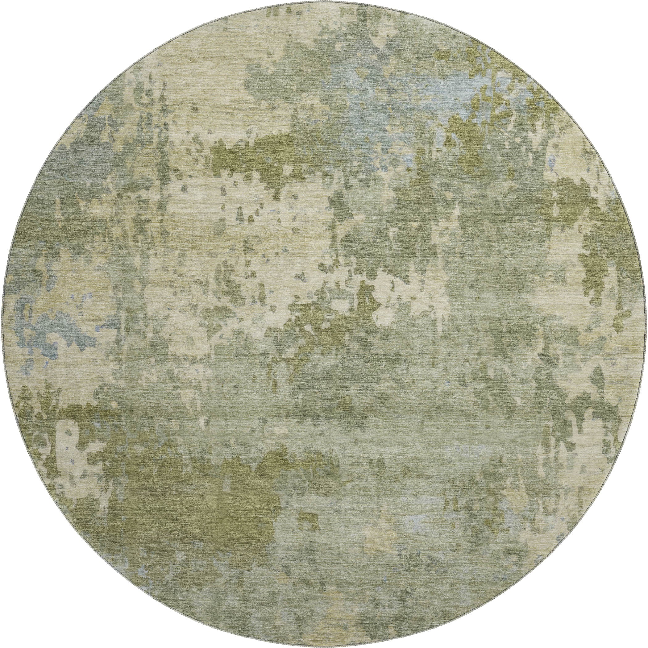 Antigua Machine Washable Transitional Green Rug 8' x 8' #shape_Round