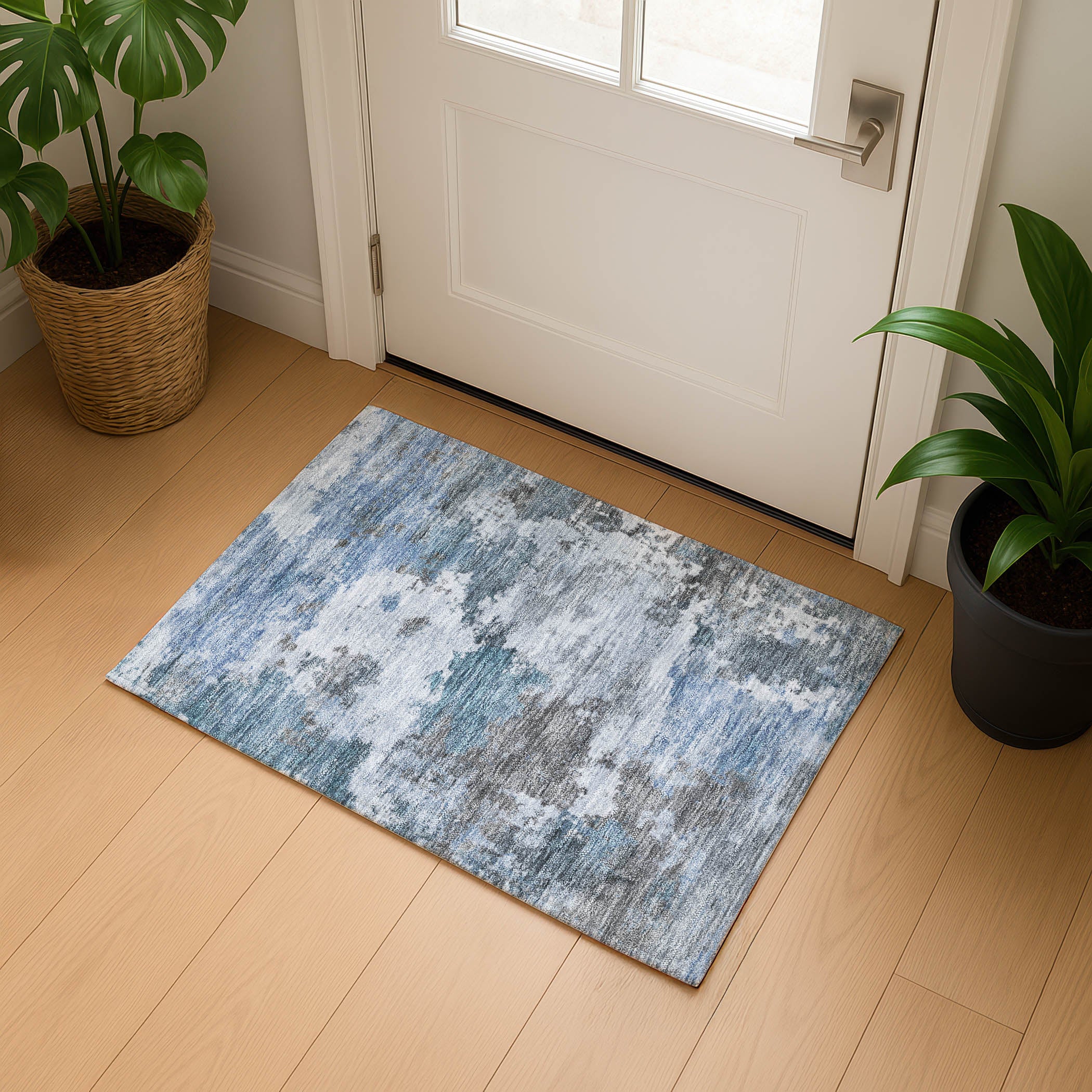 Chiang Mai Machine Washable Transitional Blue Rug 1'8" x 2'6" #shape_Rectangle