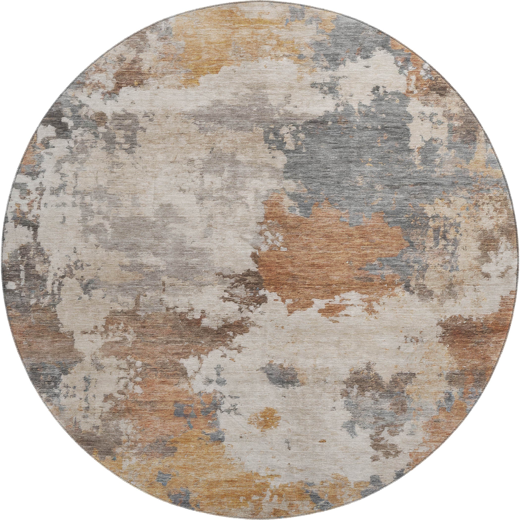 Chiang Mai Machine Washable Transitional Paprika Orange Rug 8' x 8' #shape_Round