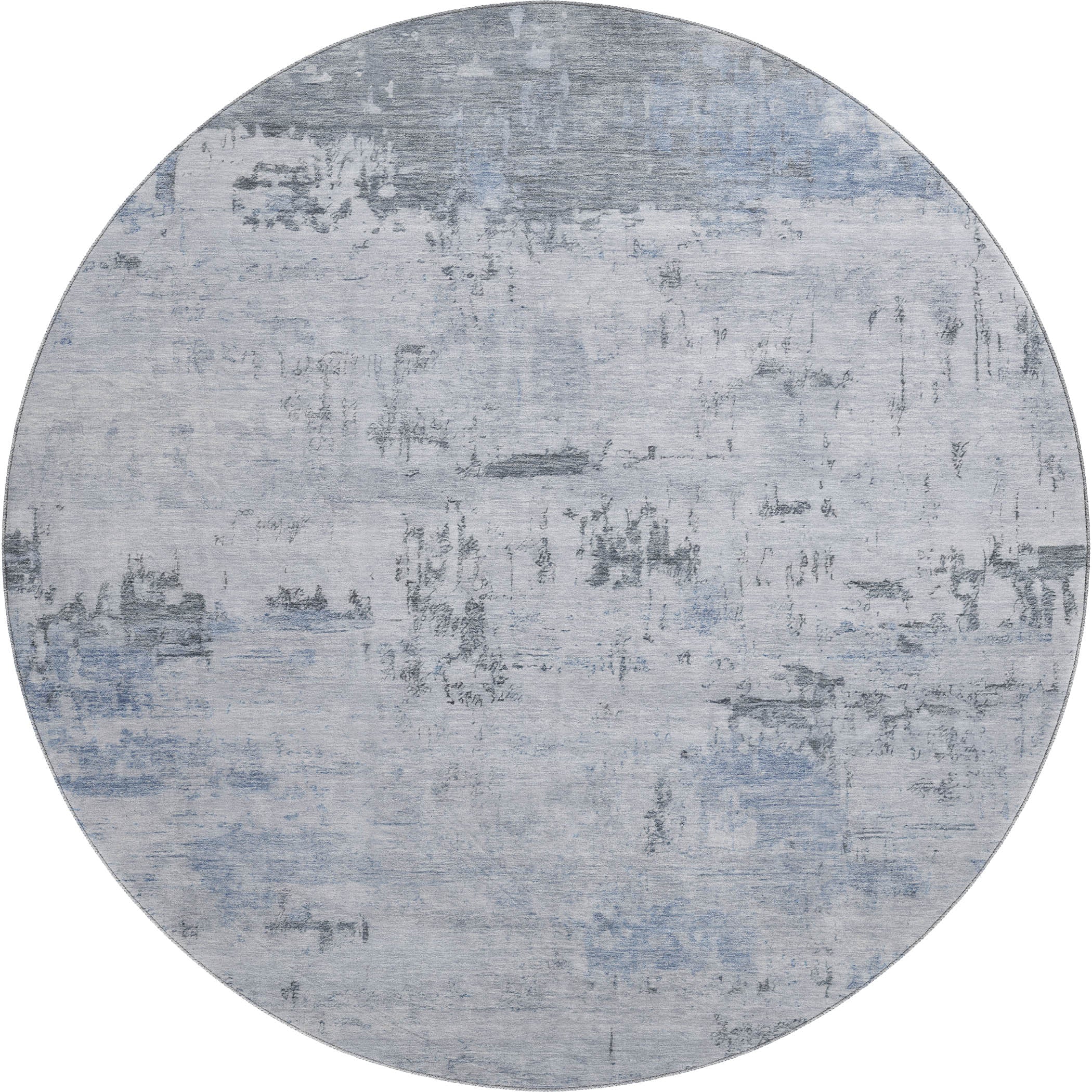 Marrakech Machine Washable Transitional Blue Rug 8' x 8' #shape_Round