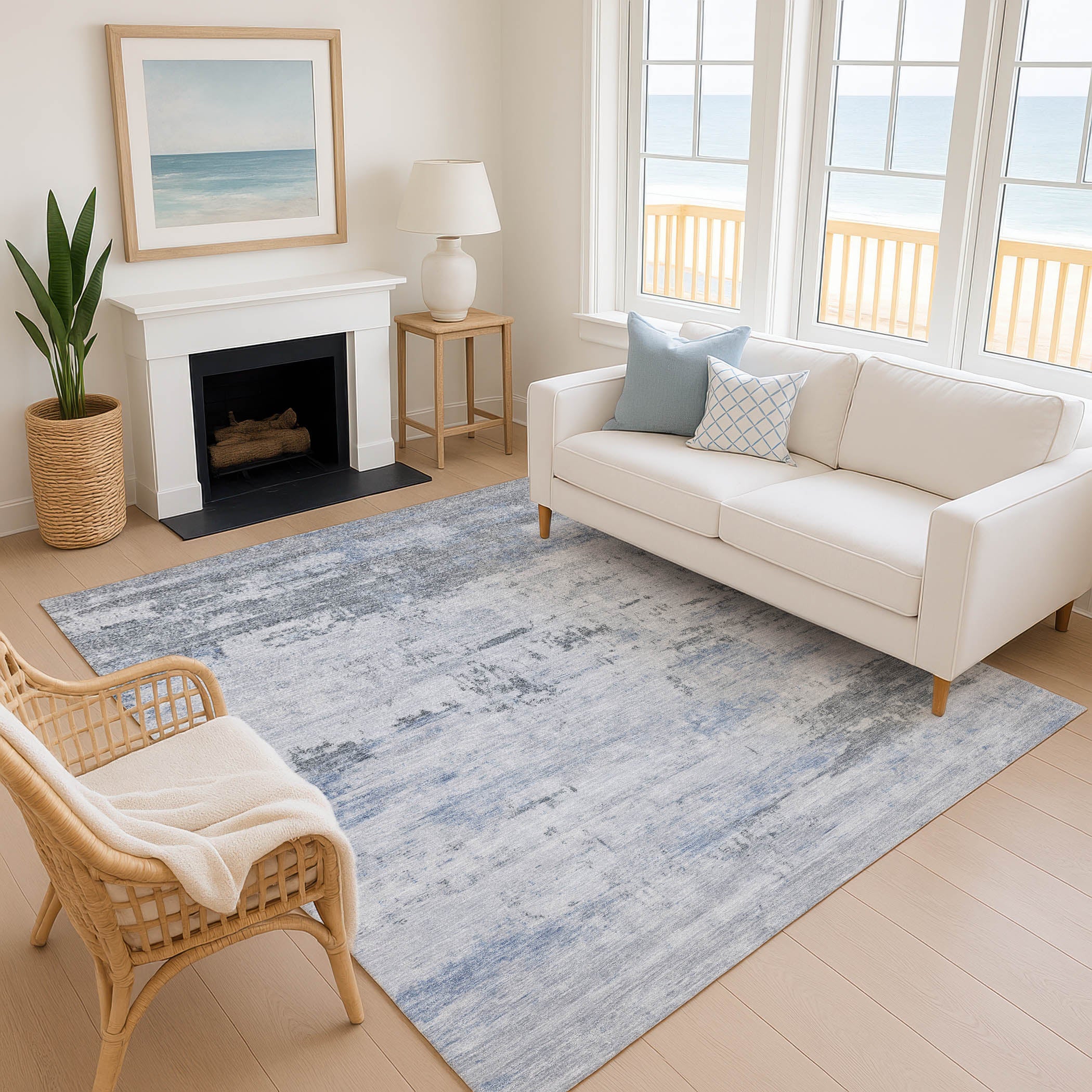 Marrakech Machine Washable Transitional Blue Rug 2'6" x 3'10" #shape_Rectangle