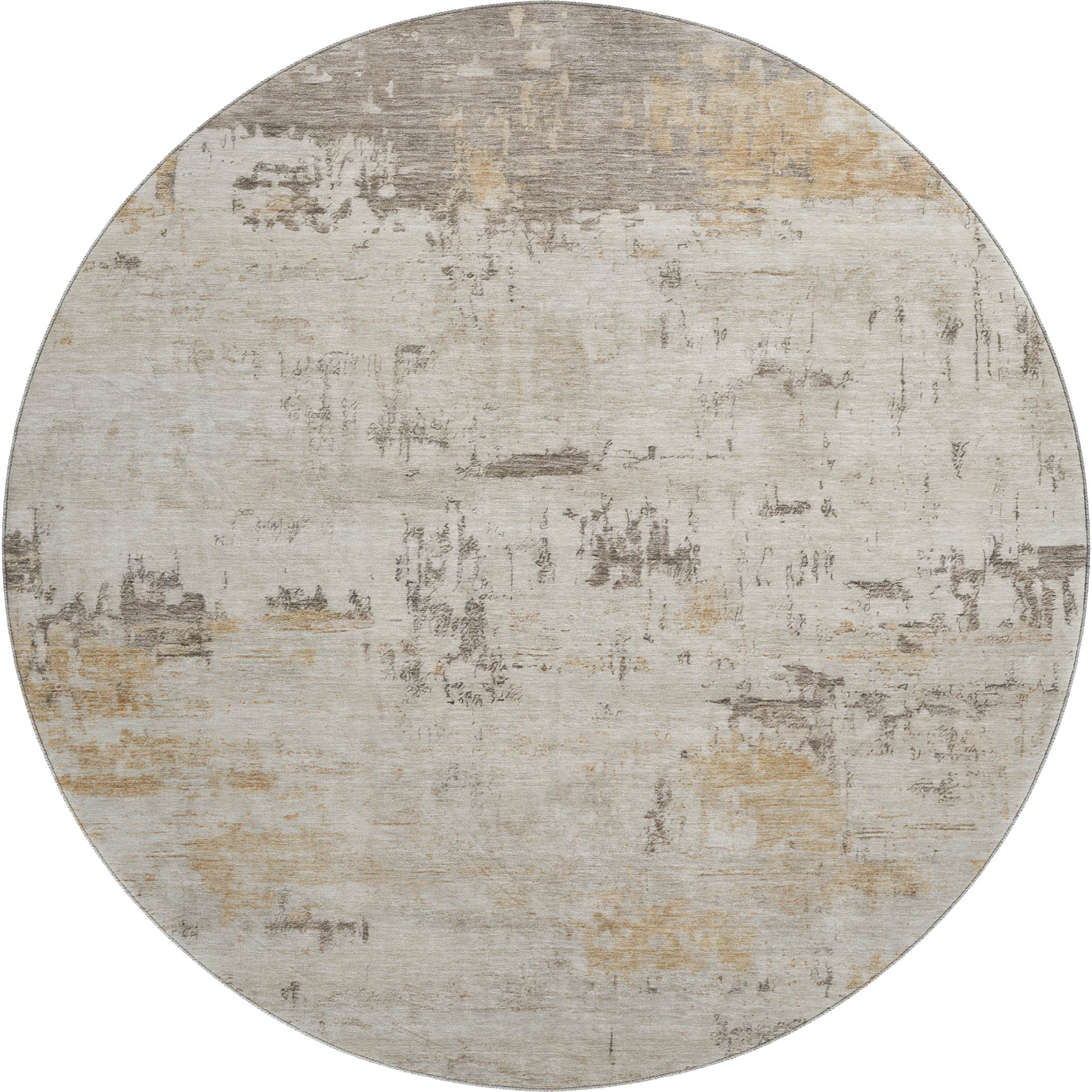 Marrakech Machine Washable Transitional Putty Ivory Rug 8' x 8' #shape_Round