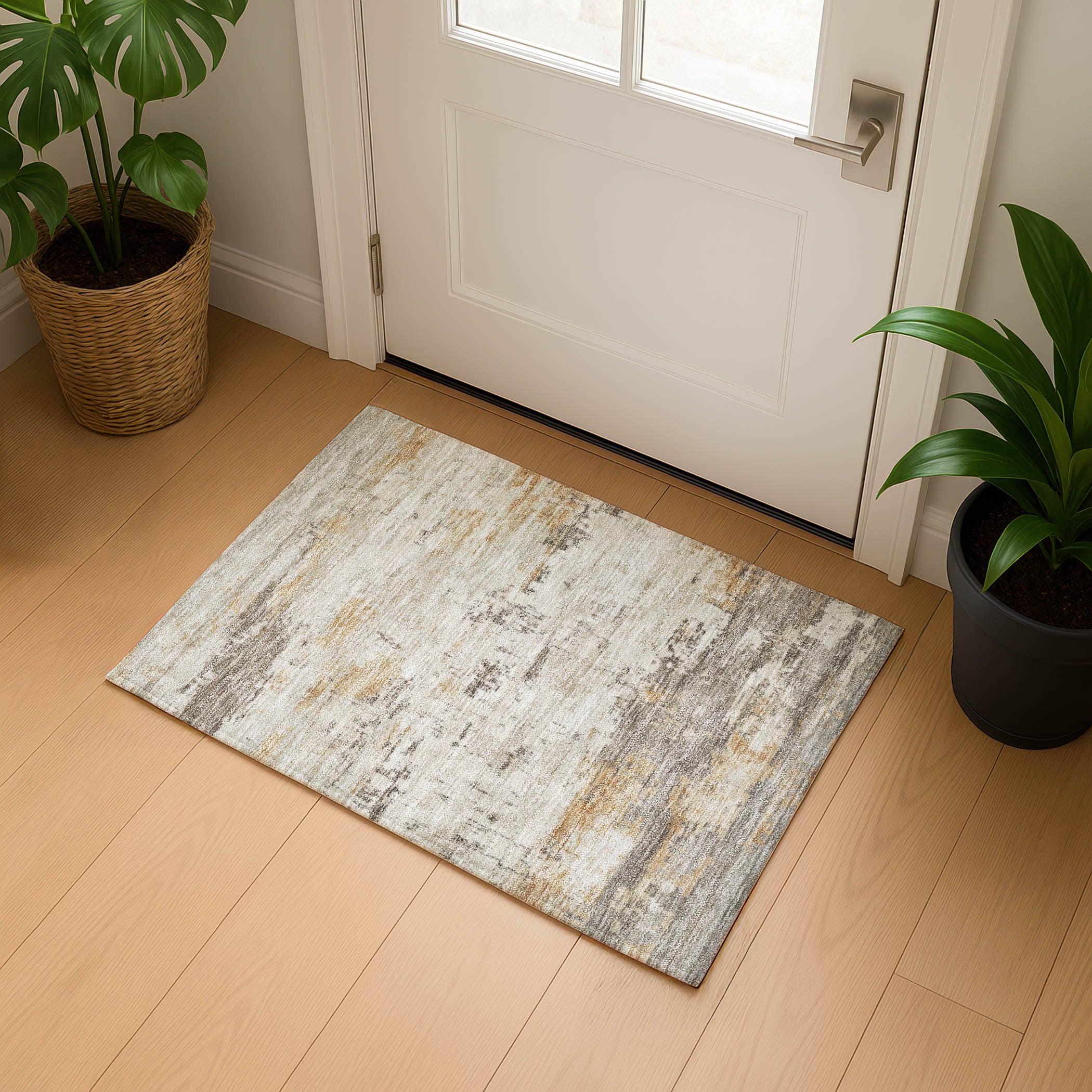Marrakech Machine Washable Transitional Putty Ivory Rug 1'8" x 2'6" #shape_Rectangle