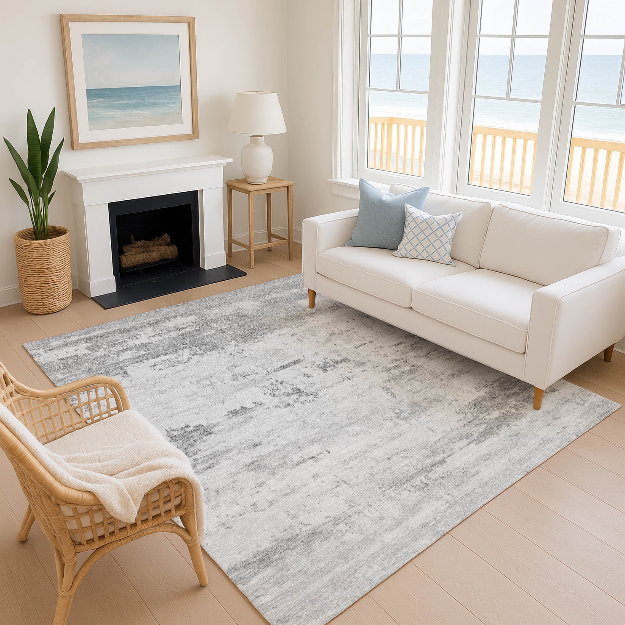 Marrakech Machine Washable Transitional Silver Gray Rug 2'6" x 3'10" #shape_Rectangle