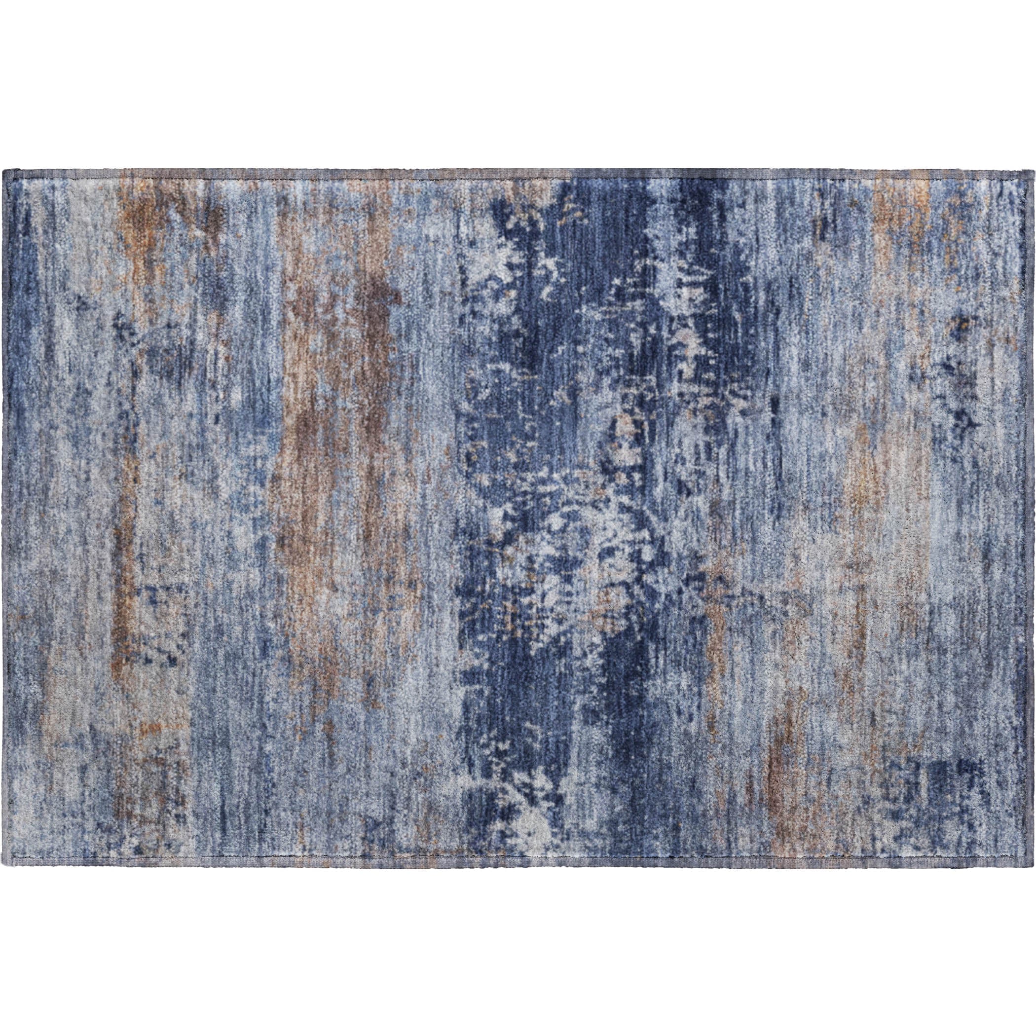 Florence Machine Washable Transitional Blue Rug 1'8" x 2'6" #shape_Rectangle