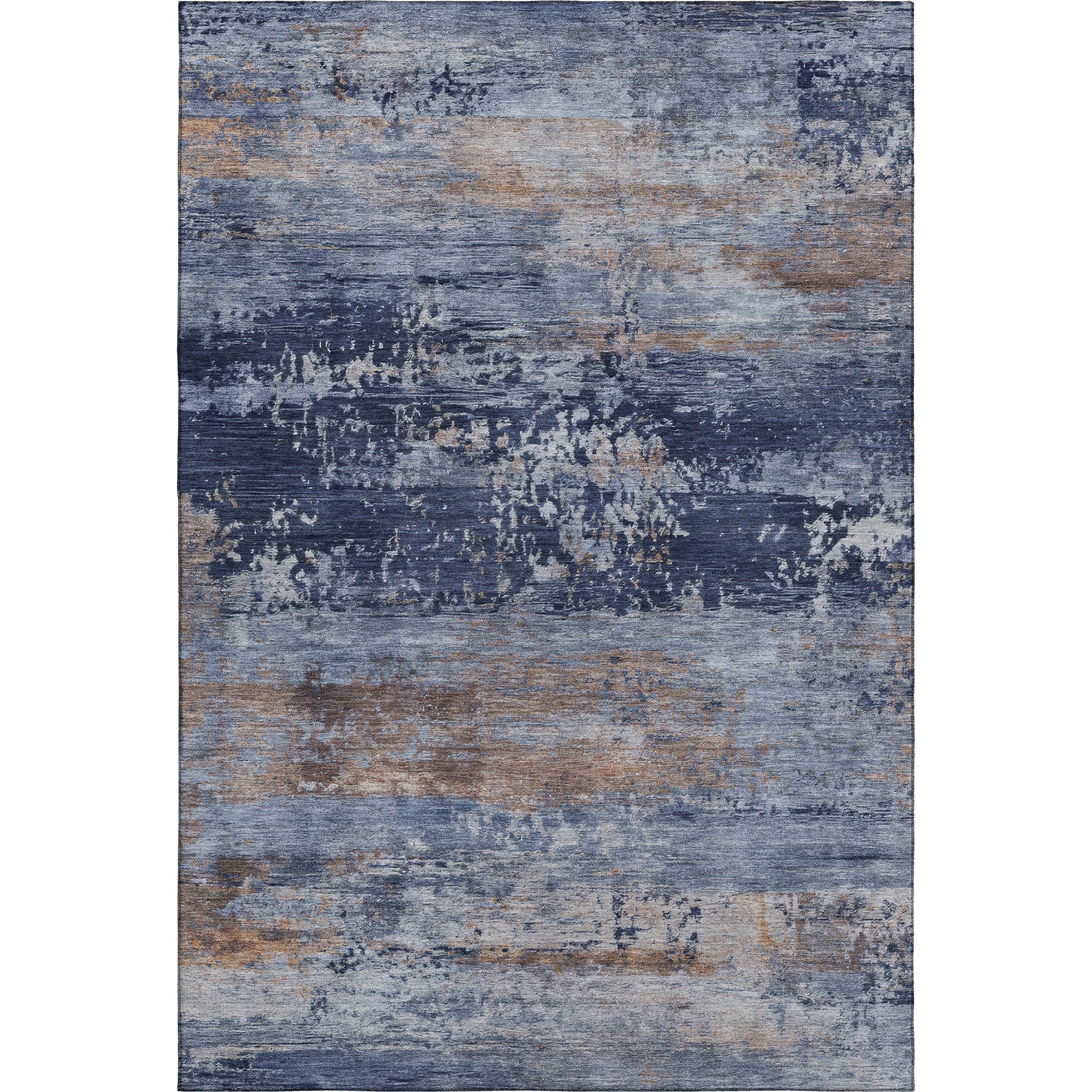 Florence Machine Washable Transitional Blue Rug 2'6" x 3'10" #shape_Rectangle