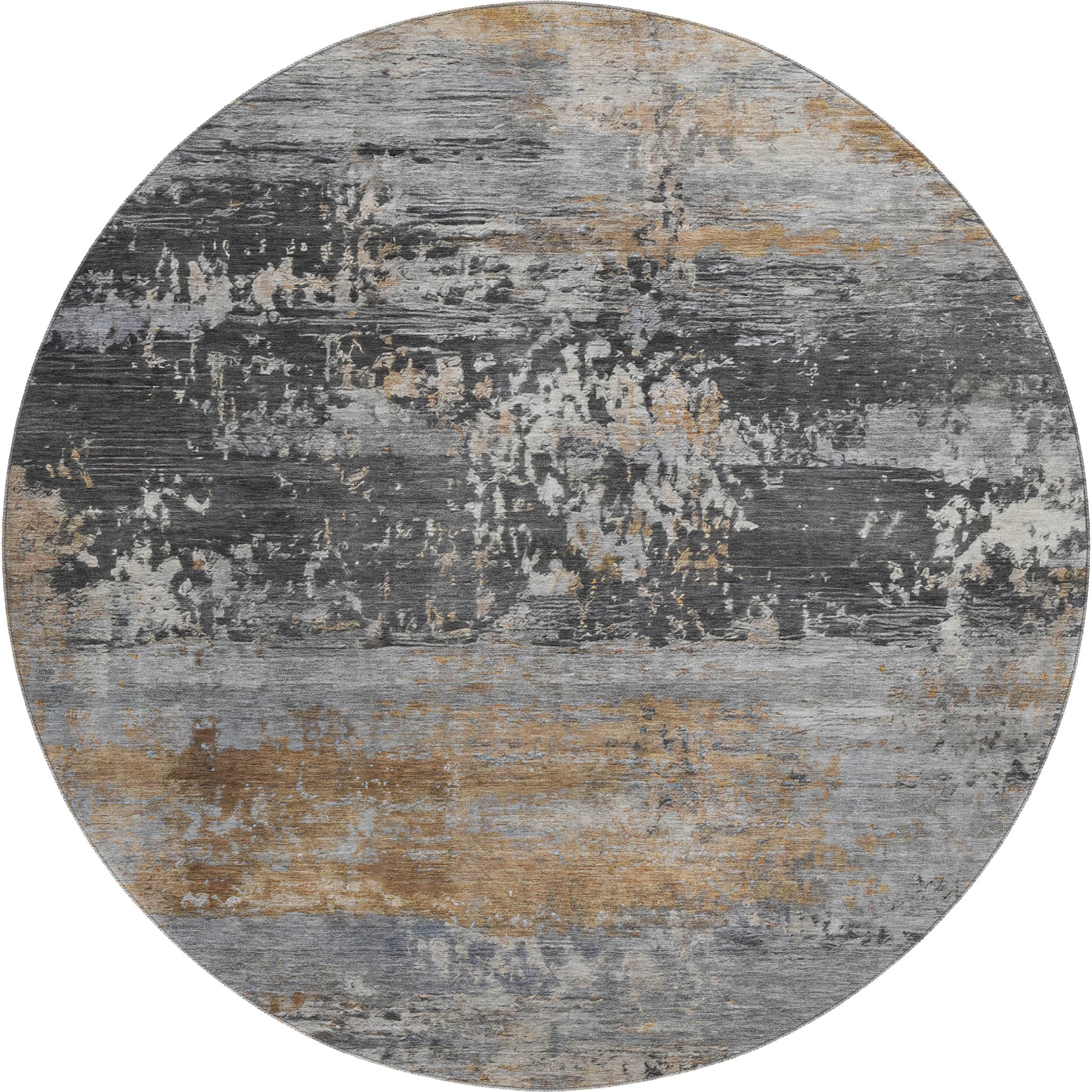 Florence Machine Washable Transitional Gray Rug 8' x 8' #shape_Round