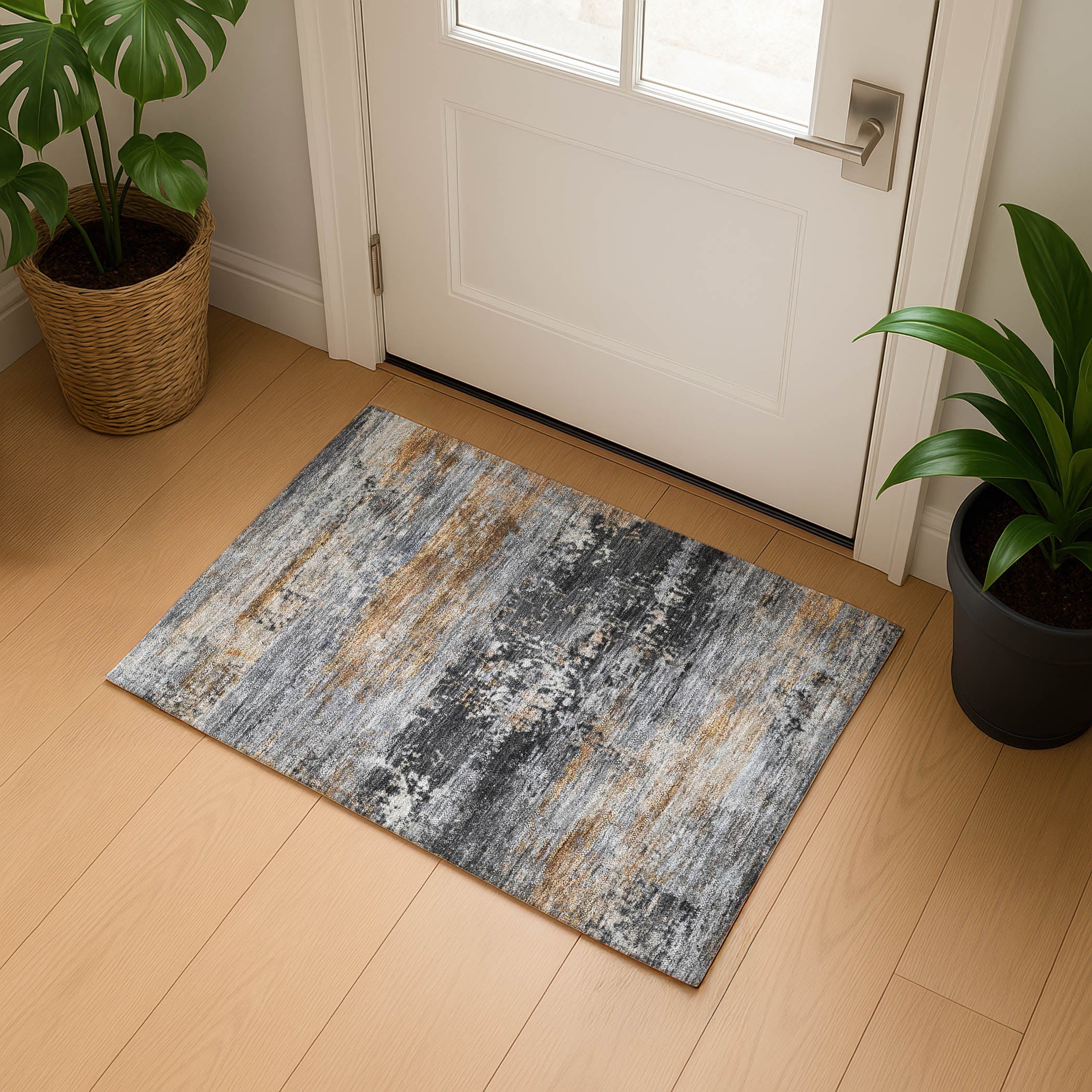 Florence Machine Washable Transitional Gray Rug 1'8" x 2'6" #shape_Rectangle