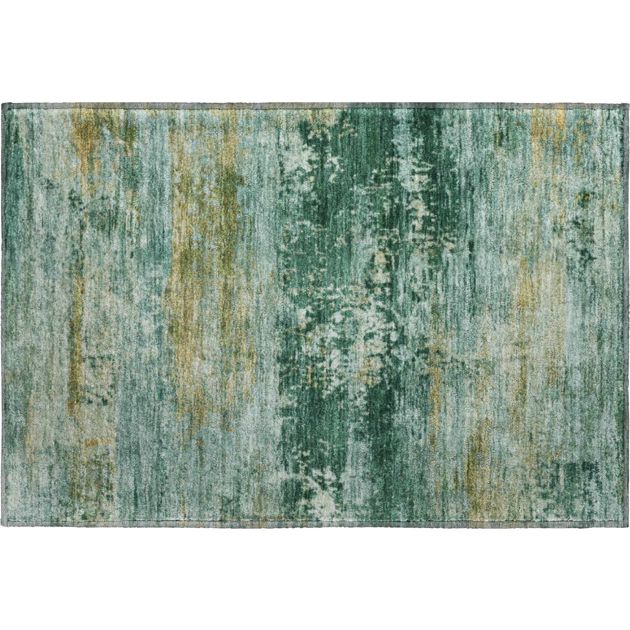 Florence Machine Washable Transitional Green Rug 1'8" x 2'6" #shape_Rectangle