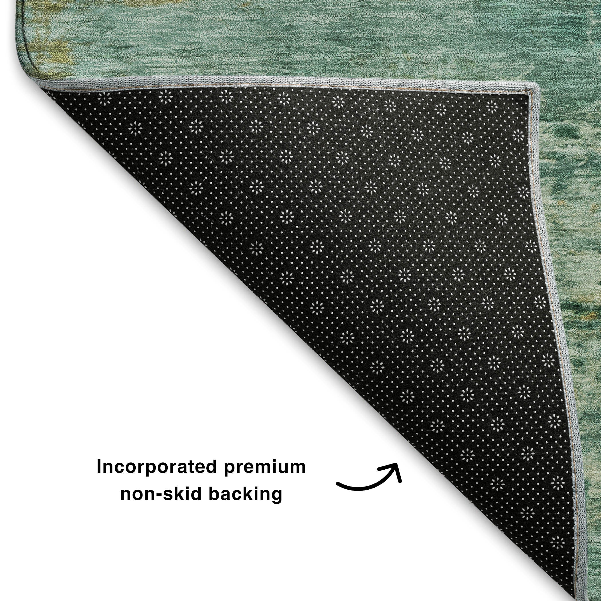 Florence Machine Washable Transitional Green Rug 1'8" x 2'6" #shape_Rectangle