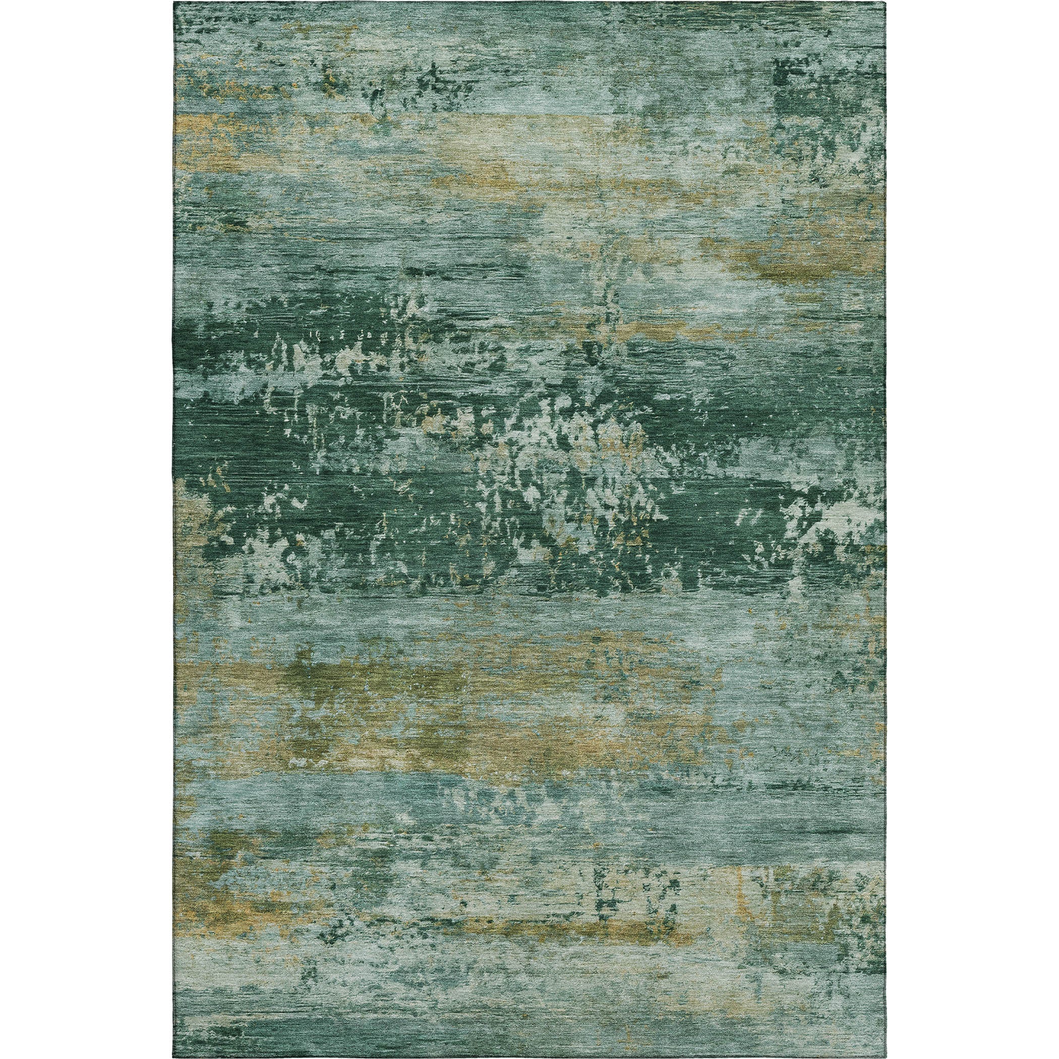 Florence Machine Washable Transitional Green Rug 2'6" x 3'10" #shape_Rectangle