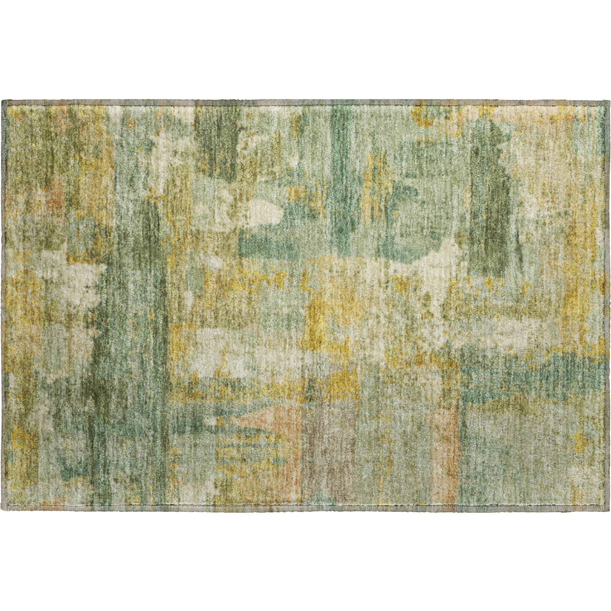 Lucerne Machine Washable Transitional Green Rug 1'8" x 2'6" #shape_Rectangle