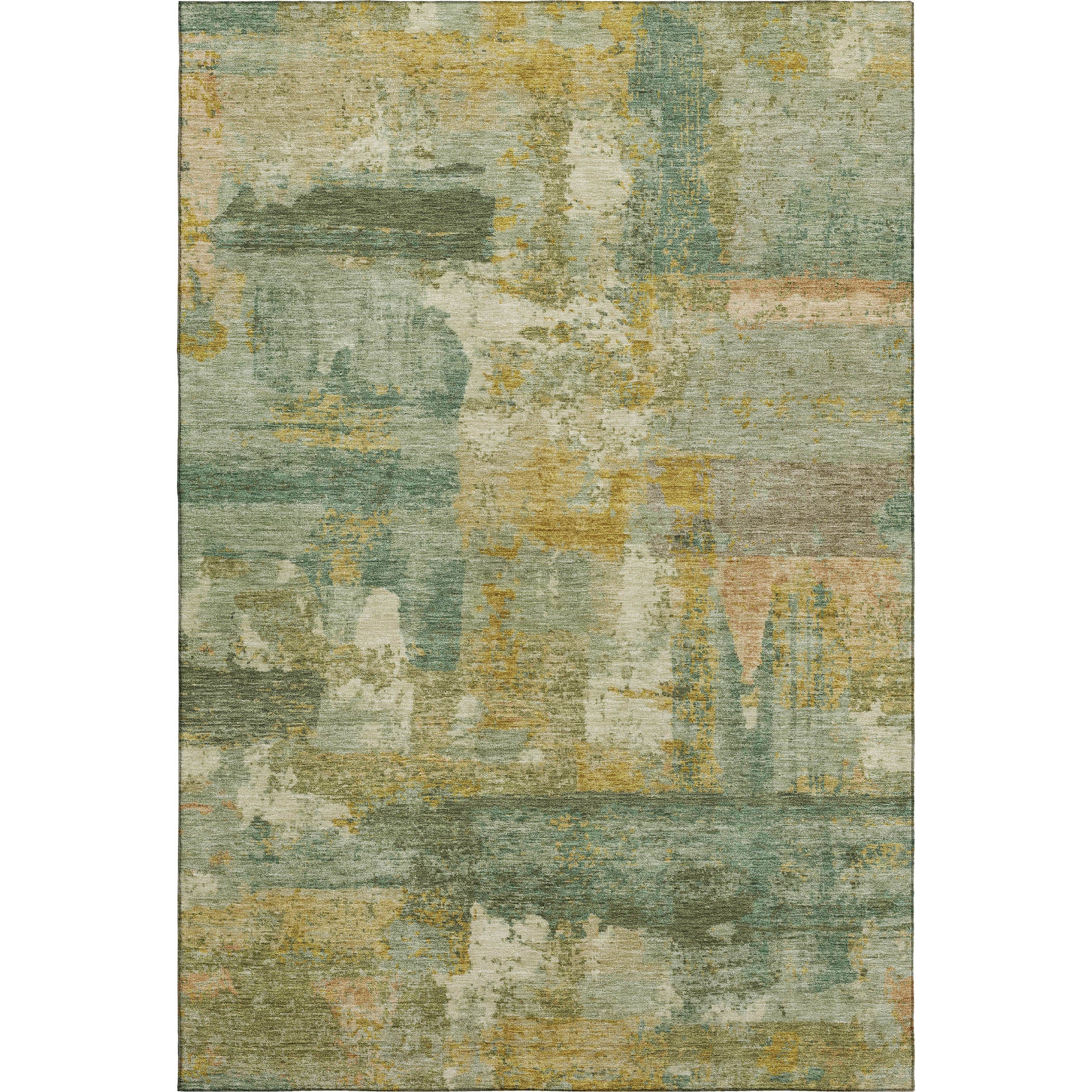 Lucerne Machine Washable Transitional Green Rug 2'6" x 3'10" #shape_Rectangle