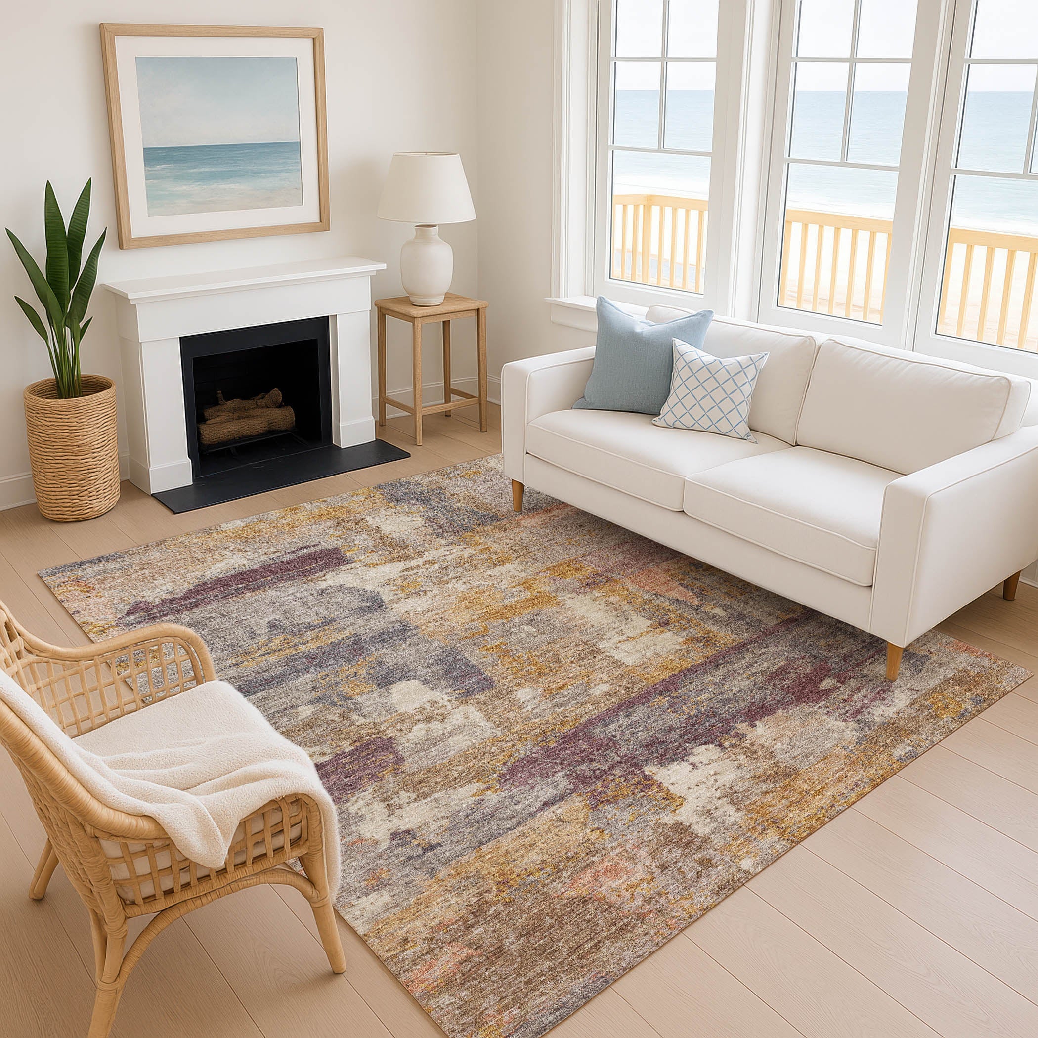 Lucerne Machine Washable Transitional Rust Orange Rug 2'6" x 3'10" #shape_Rectangle