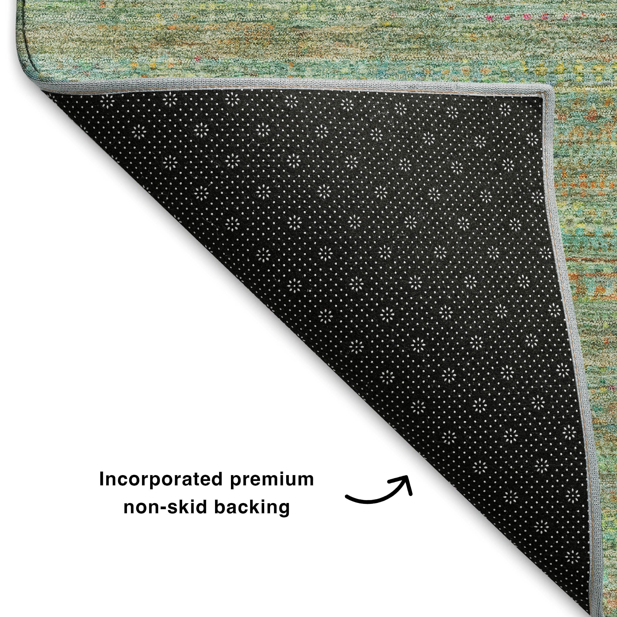 Santorini Machine Washable Transitional Green Rug 1'8" x 2'6" #shape_Rectangle
